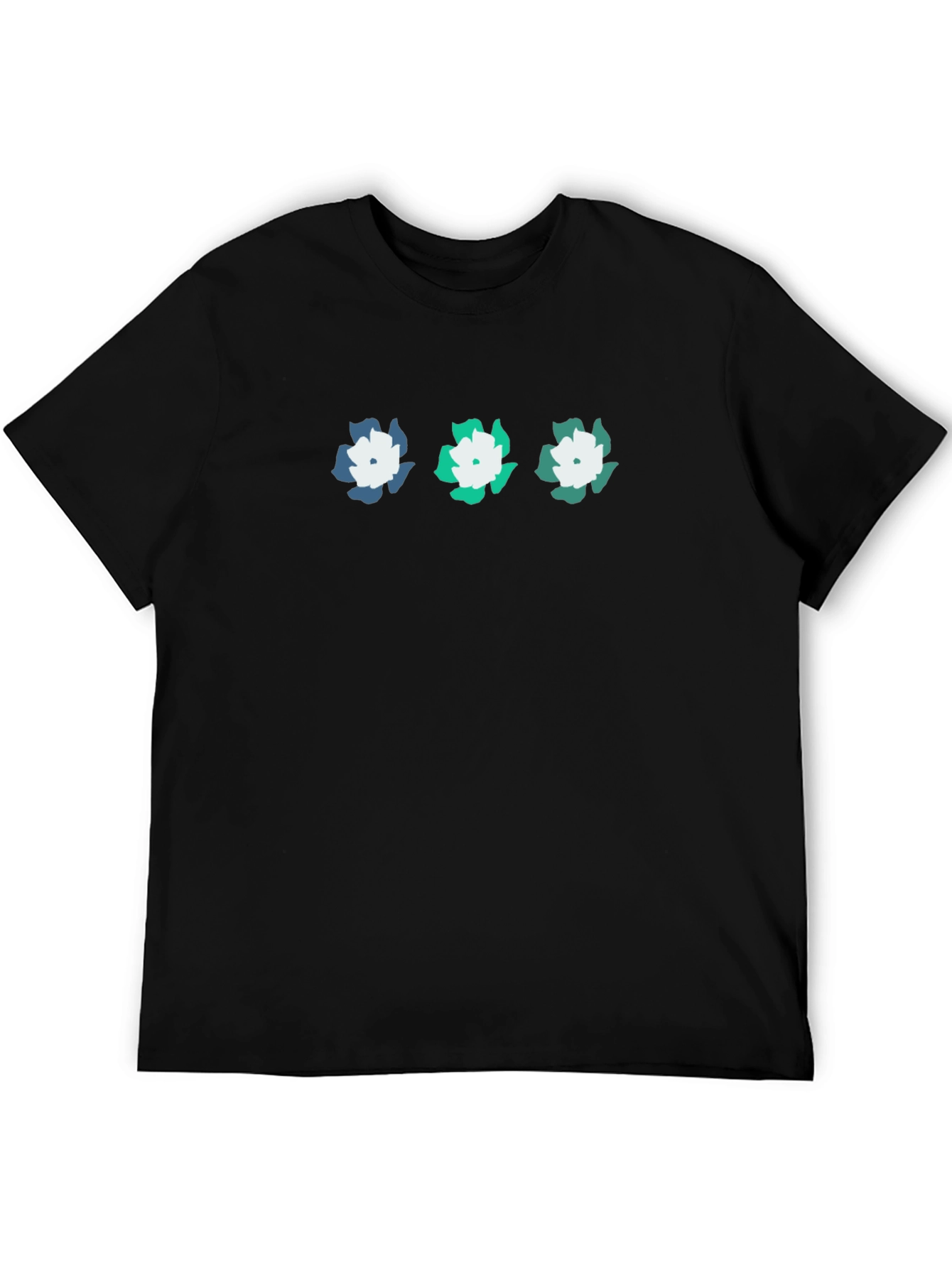 Floral Print Black Crew Neck T-Shirt