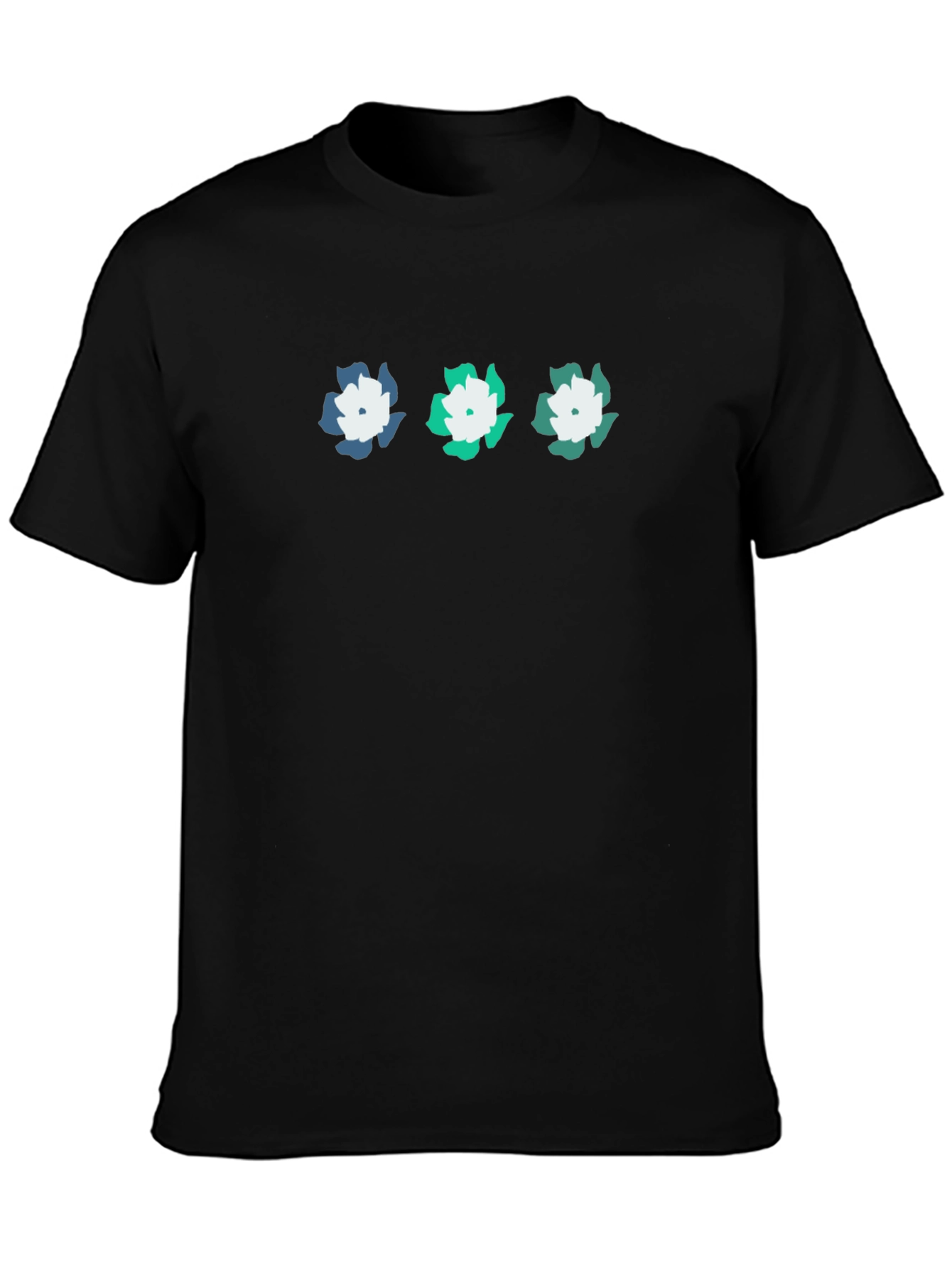 Floral Print Black Crew Neck T-Shirt