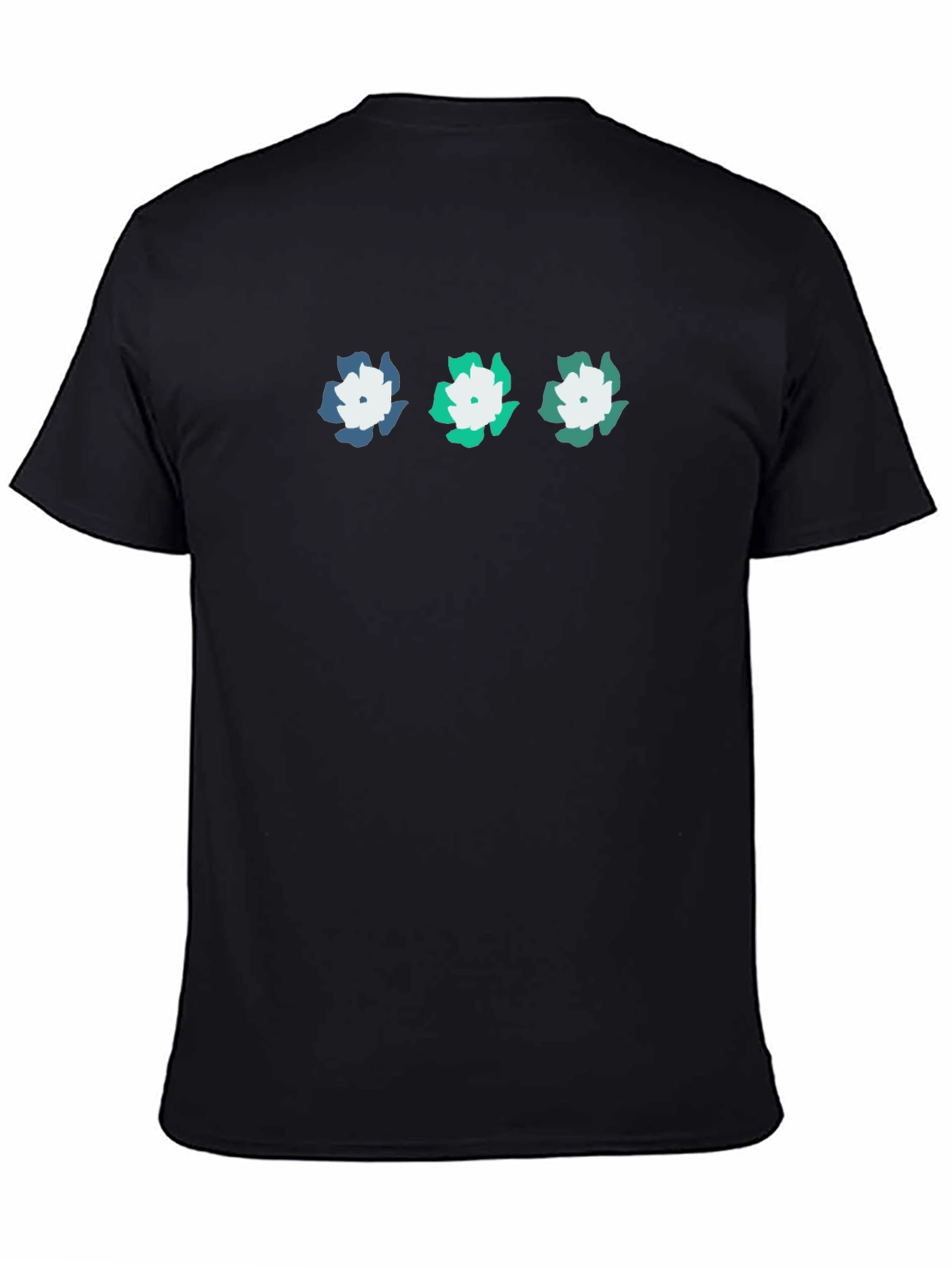 Floral Print Black Crew Neck T-Shirt