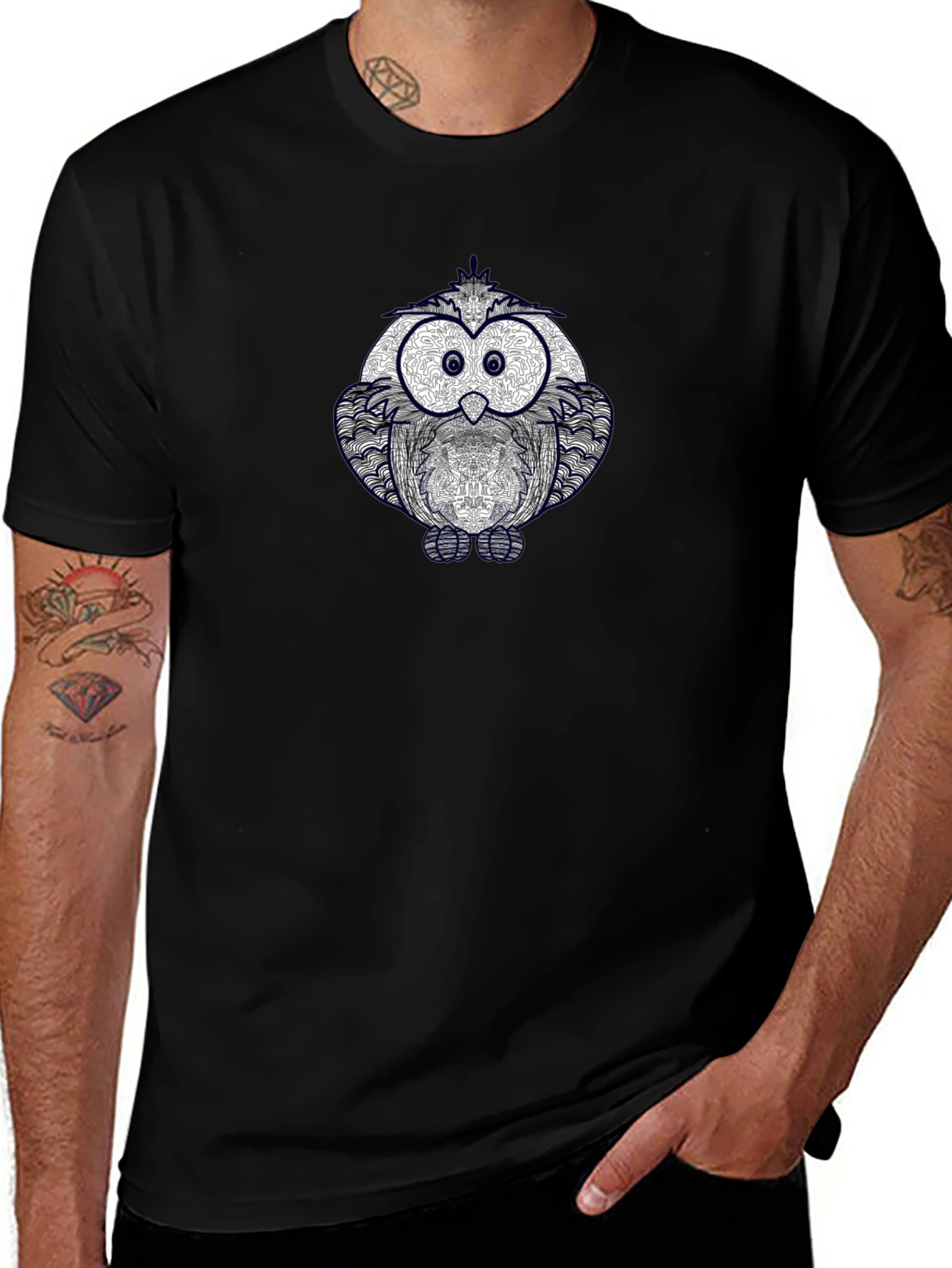Owl Graphic Print Crew Neck T-Shirt