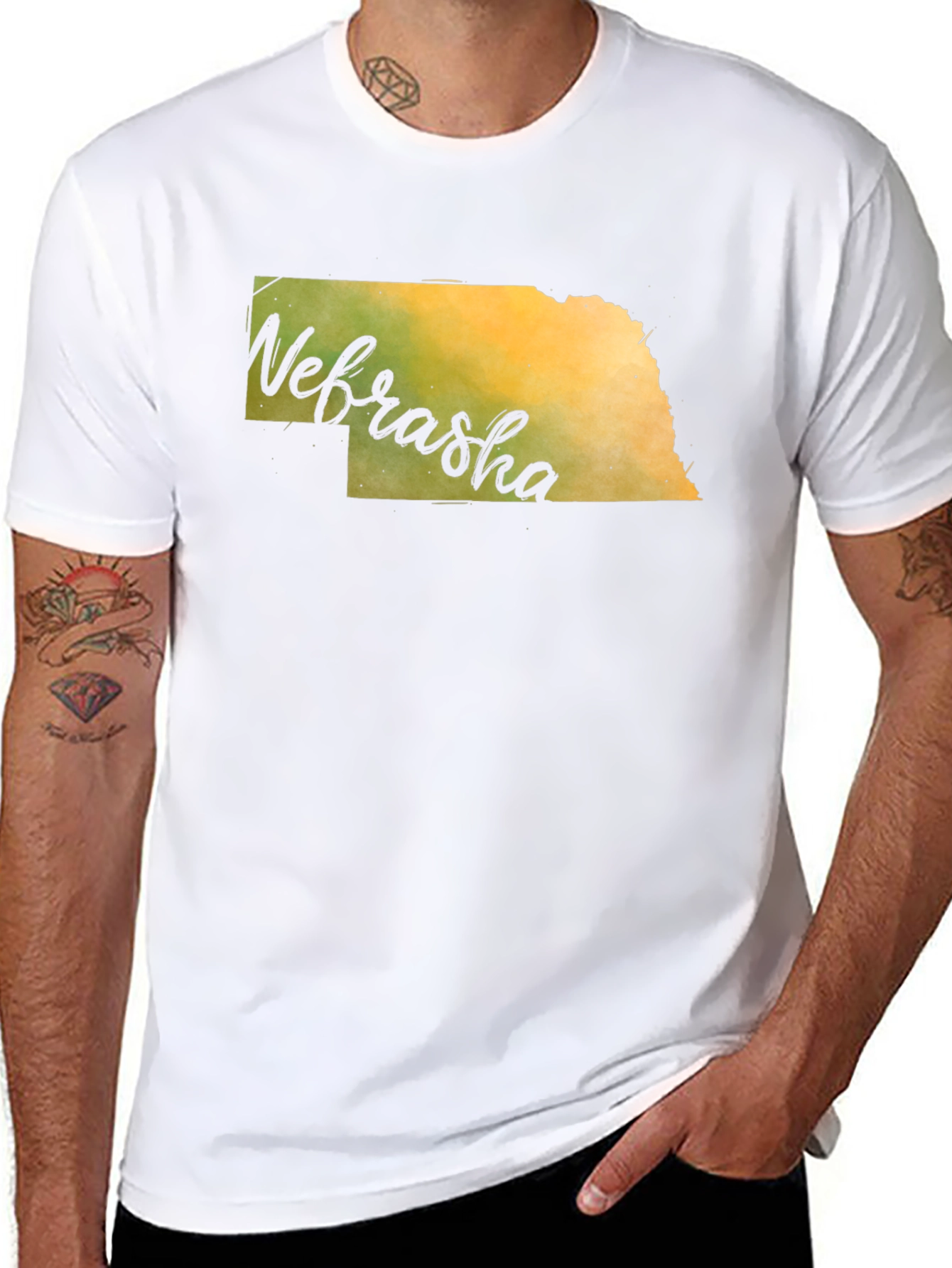 Nebraska State Map Graphic T-Shirt
