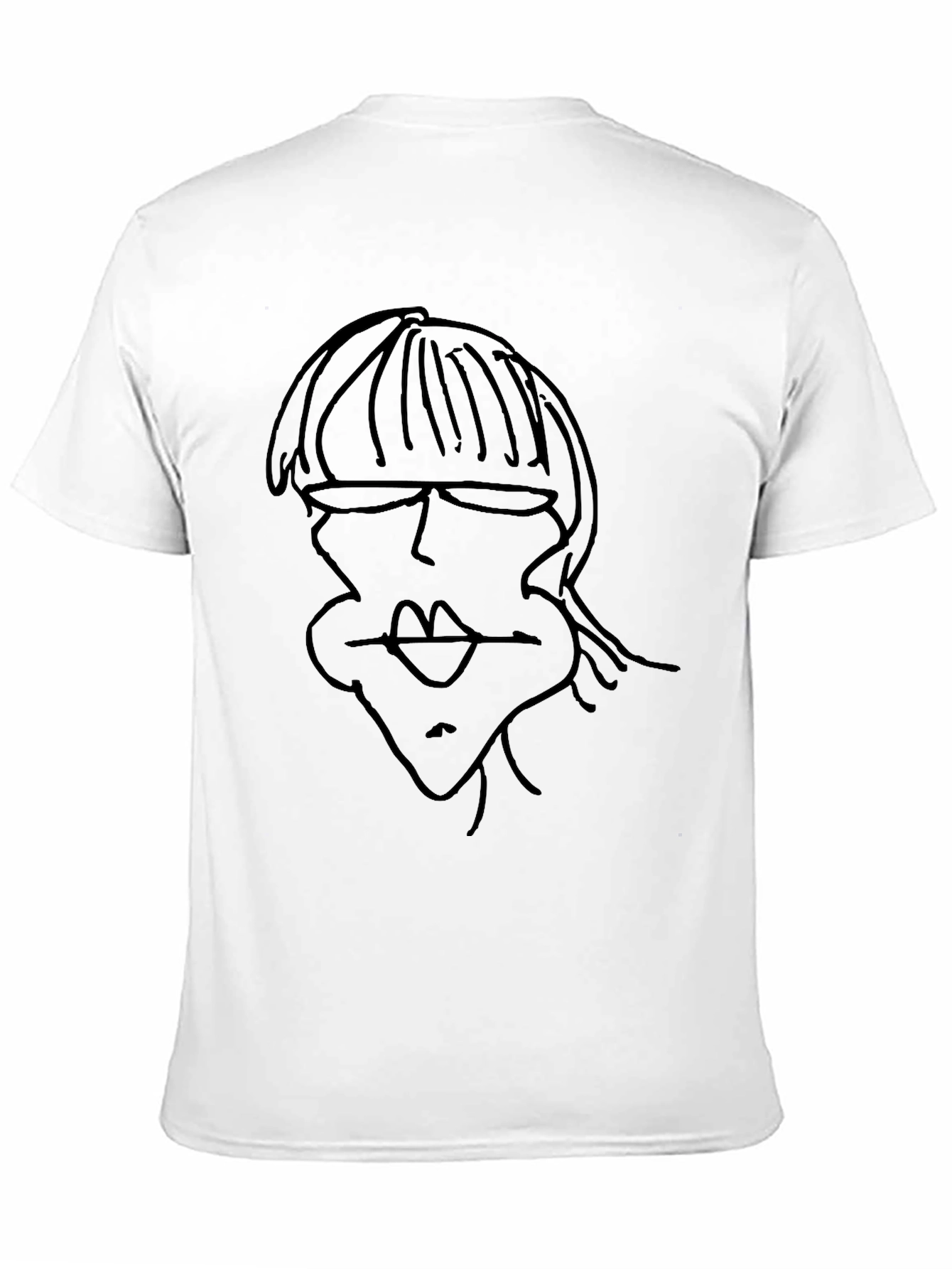 Abstract Face Line Art Black T-Shirt