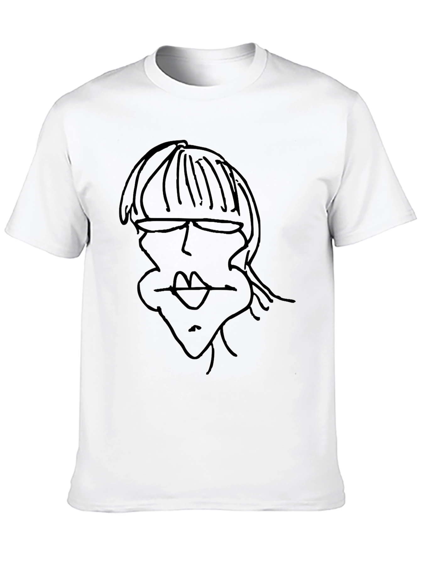 Abstract Face Line Art Black T-Shirt
