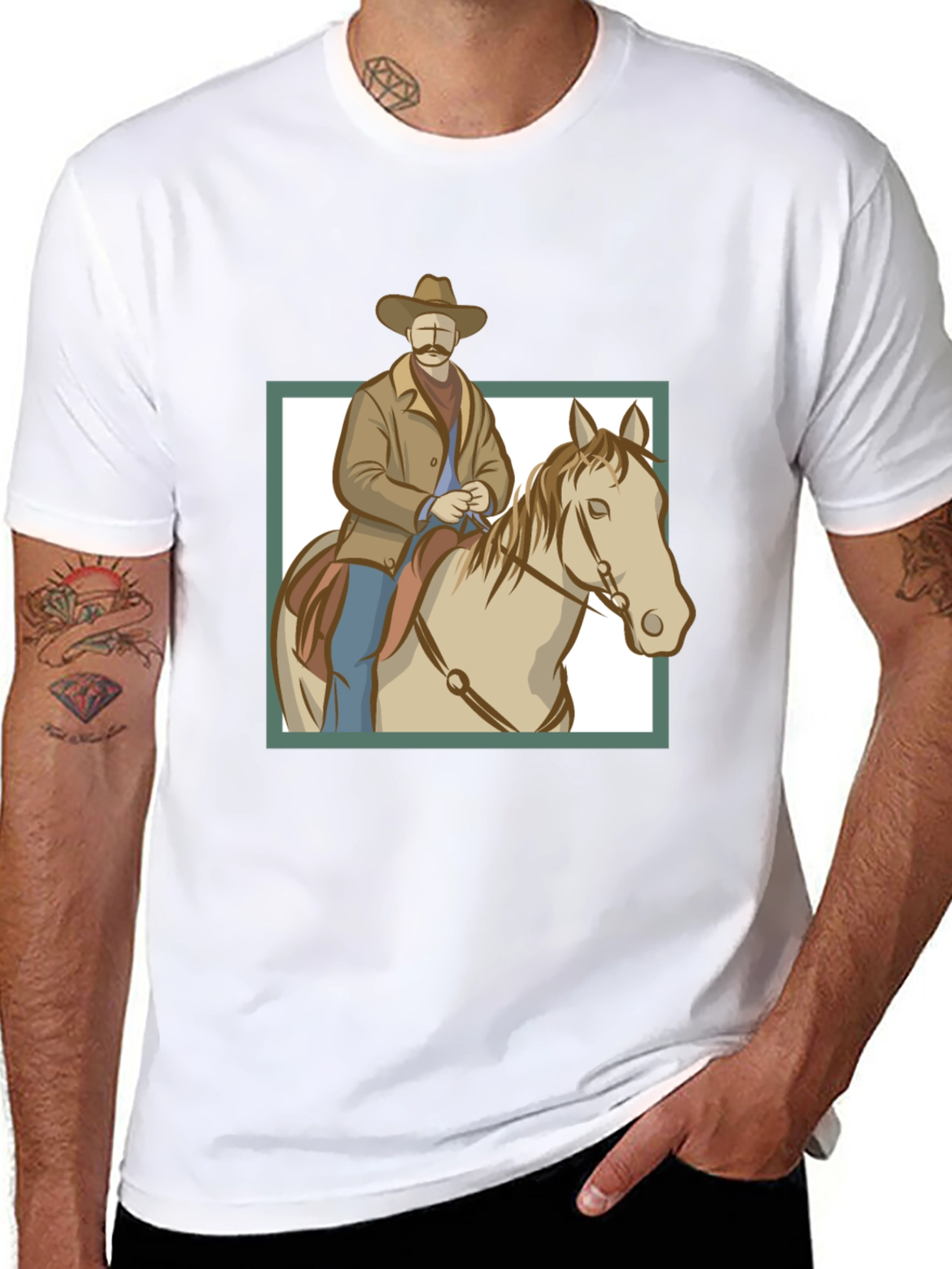 Cowboy Riding Horse Graphic T-Shirt