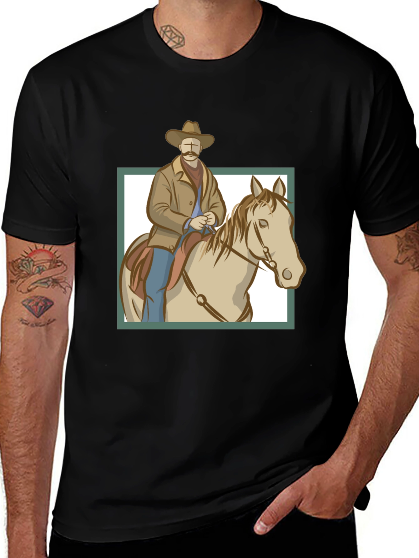 Cowboy Riding Horse Graphic T-Shirt