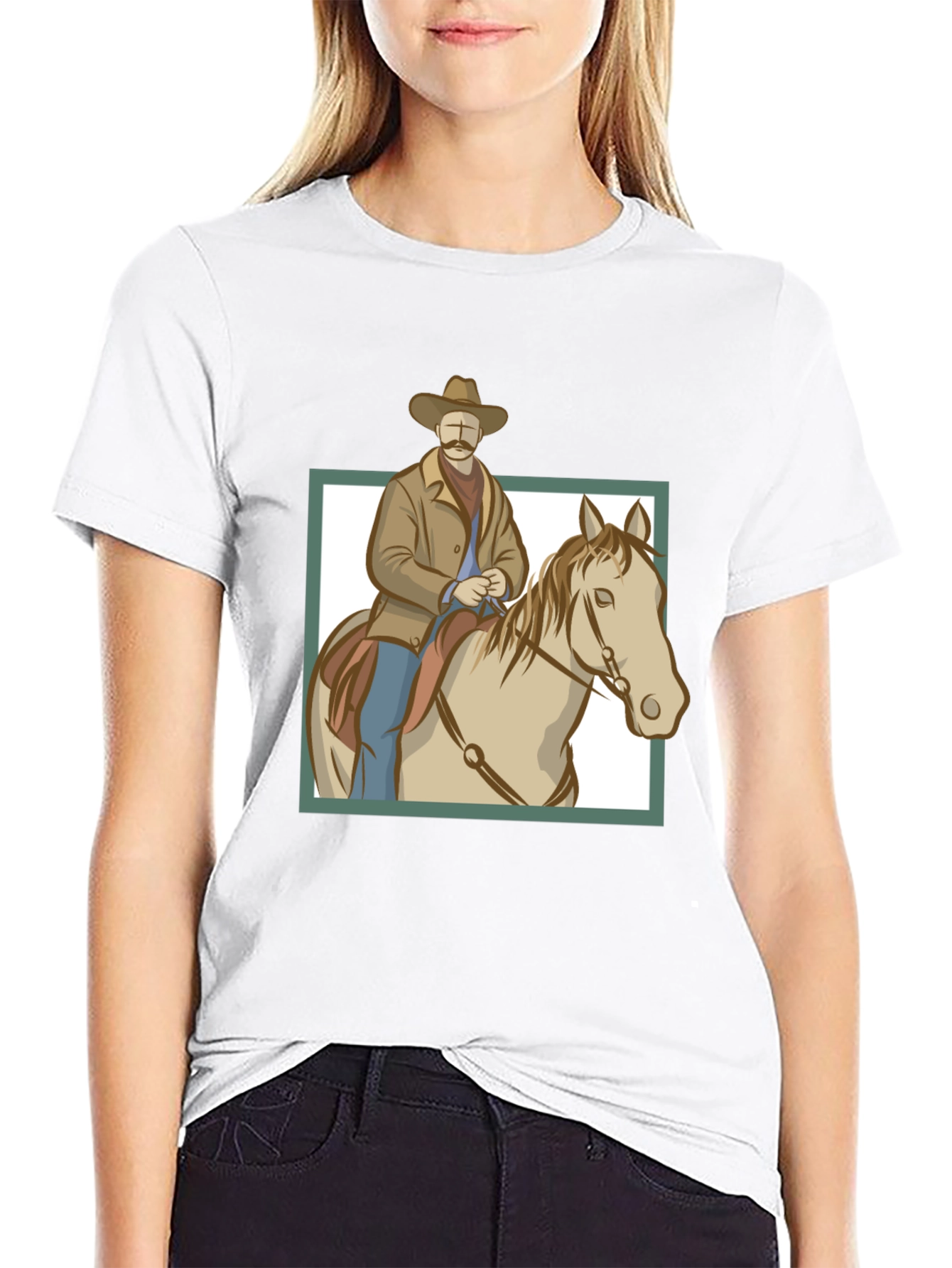 Cowboy Riding Horse Graphic T-Shirt