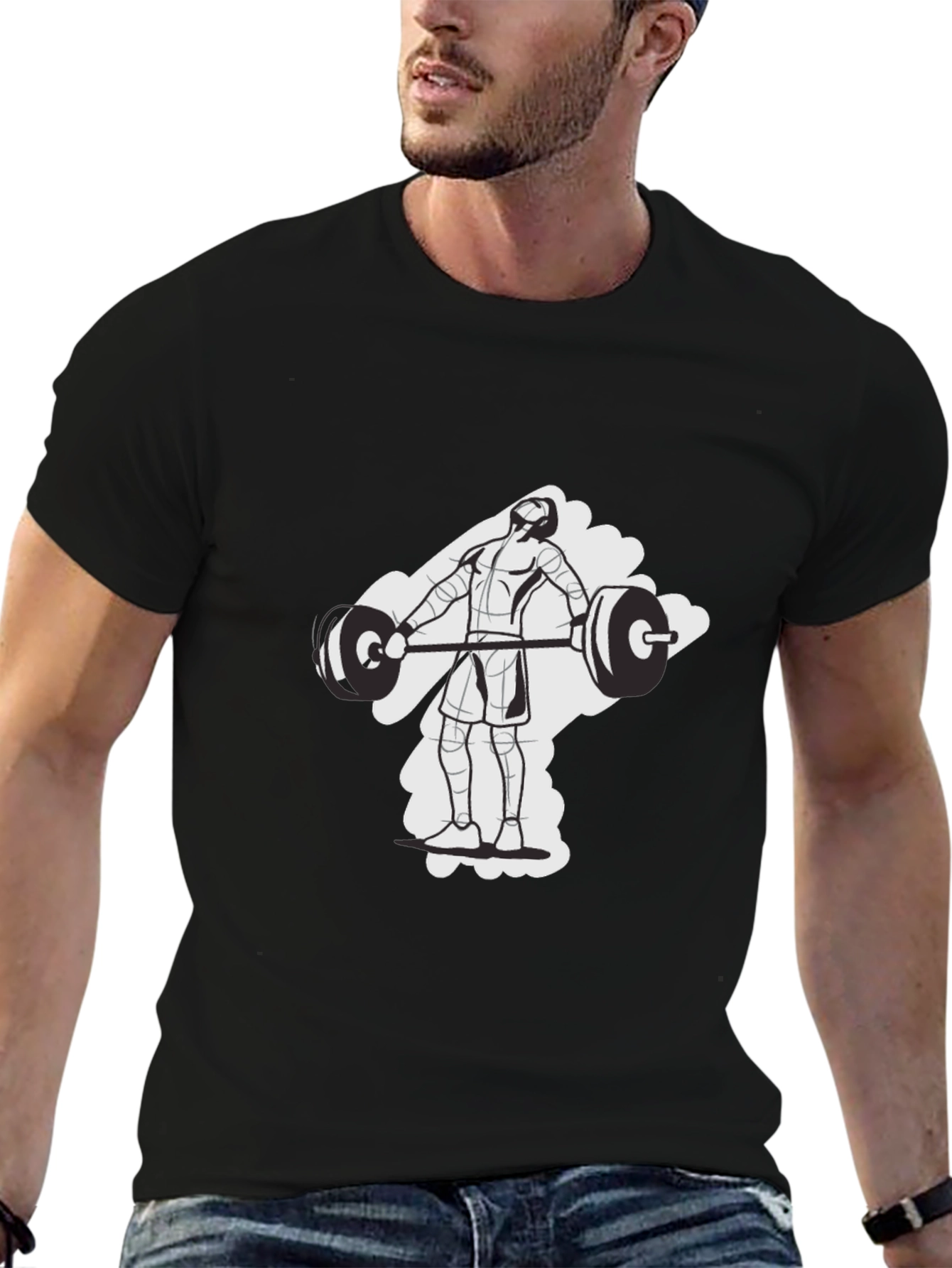 Weightlifting Graphic Tee - Black Cotton