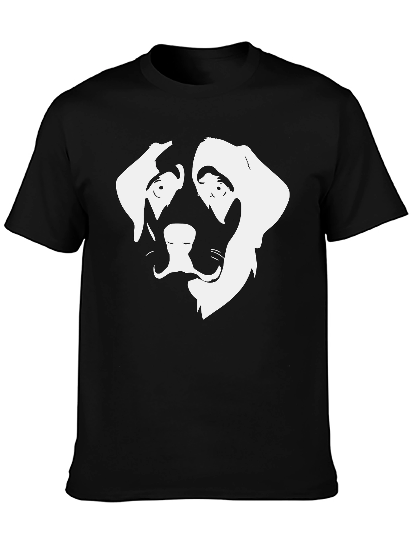 Dog Face Graphic Tee - Black Cotton T-Shirt