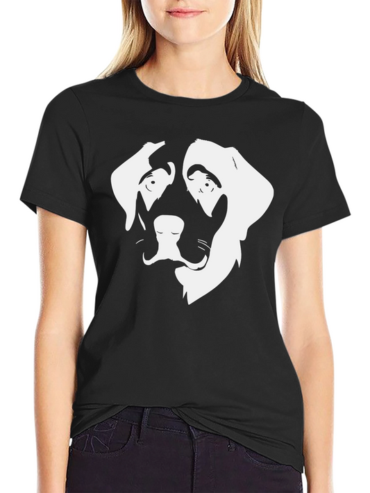 Dog Face Graphic Tee - Black Cotton T-Shirt