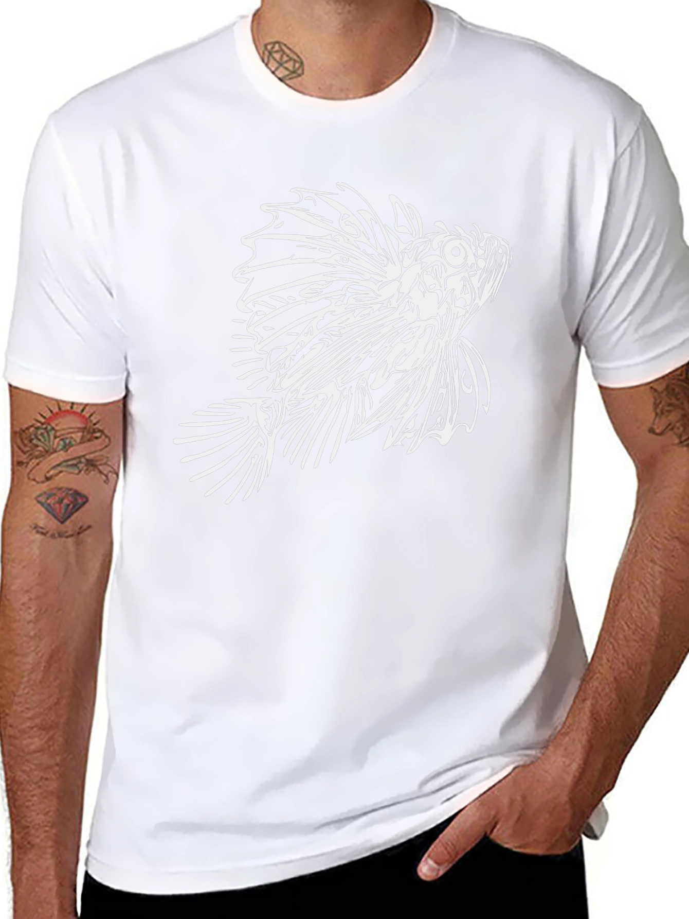 Lionfish Graphic Tee - Black Cotton T-Shirt
