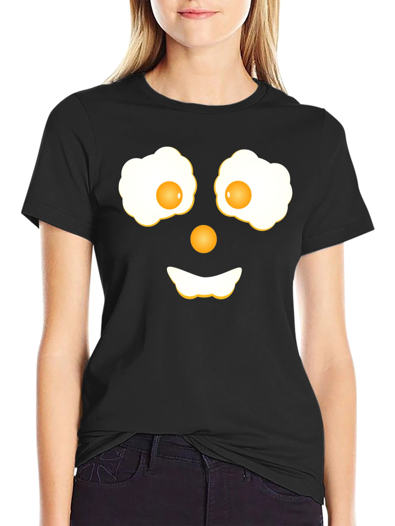 Funny Fried Eggs Face Graphic T-Shirt