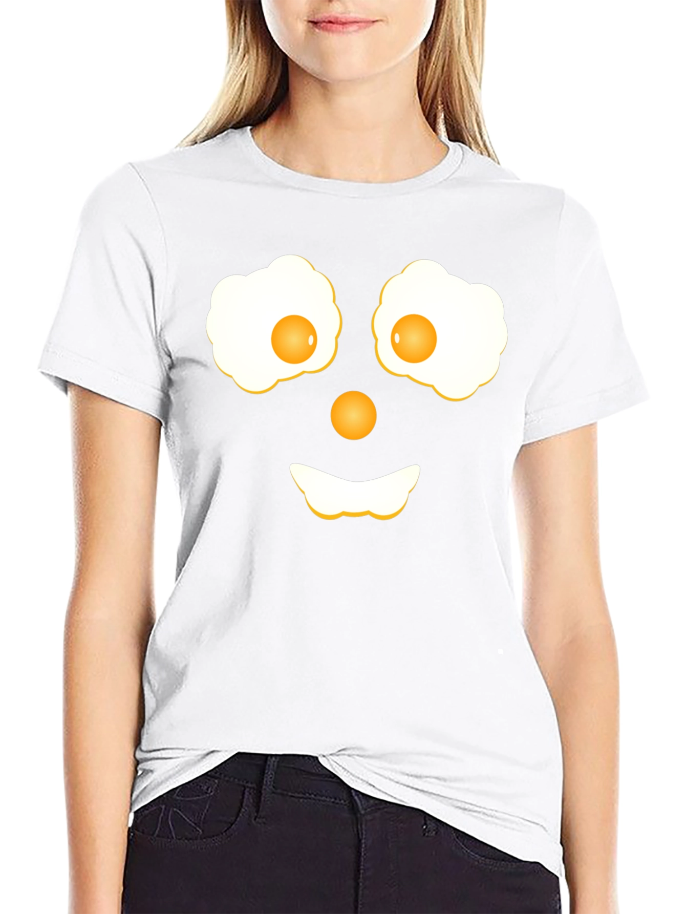 Funny Fried Eggs Face Graphic T-Shirt