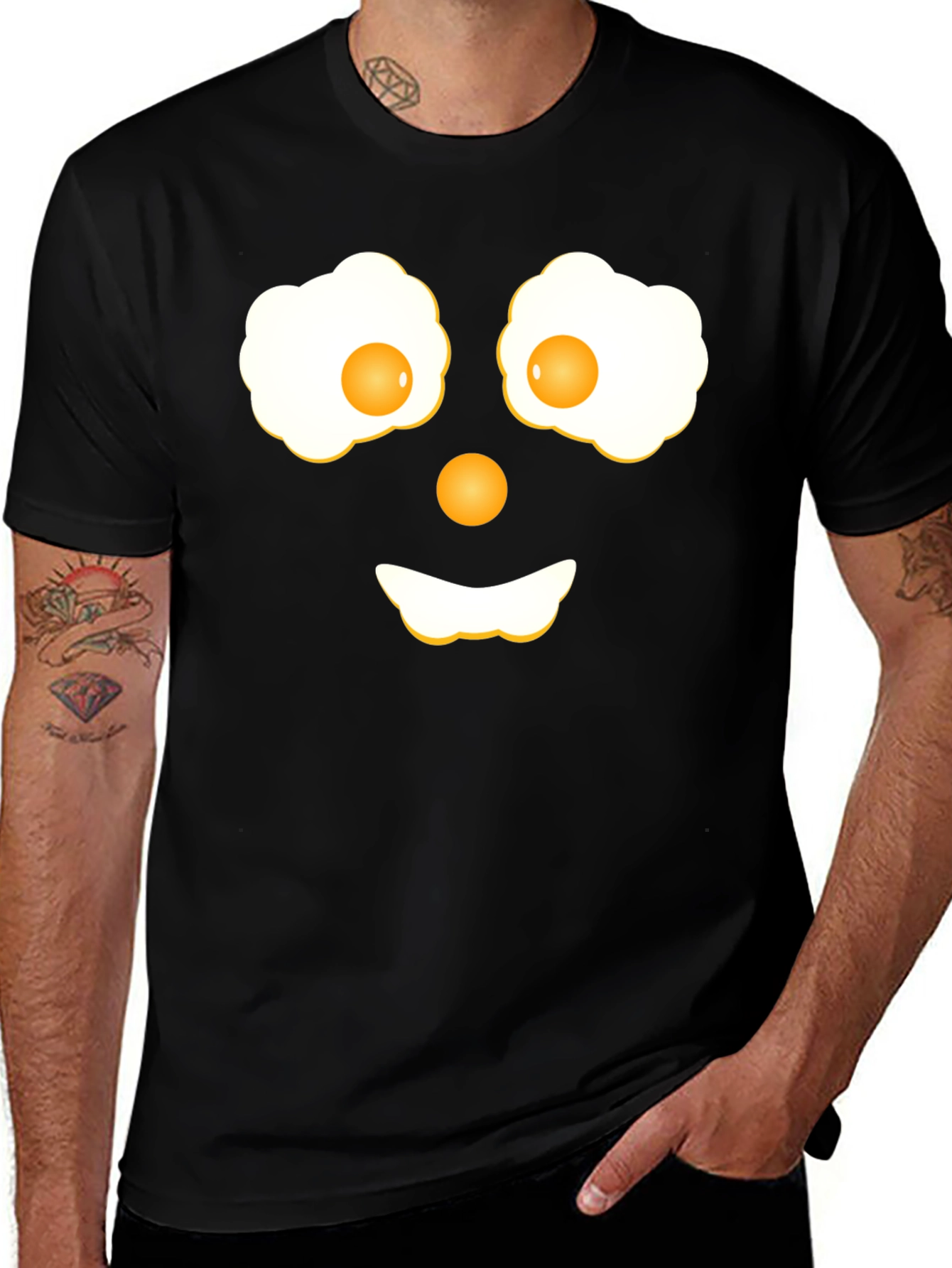 Funny Fried Eggs Face Graphic T-Shirt