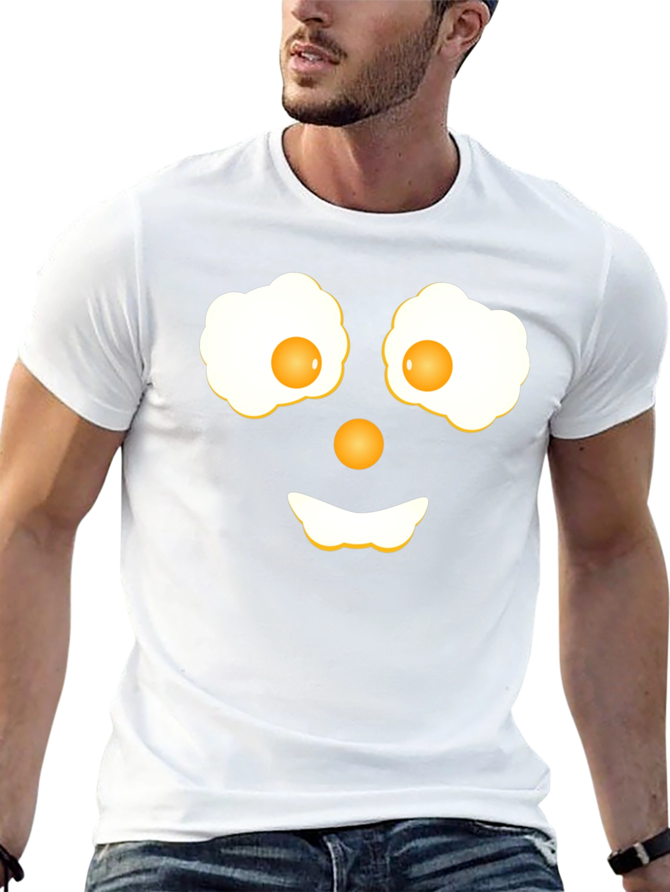 Funny Fried Eggs Face Graphic T-Shirt