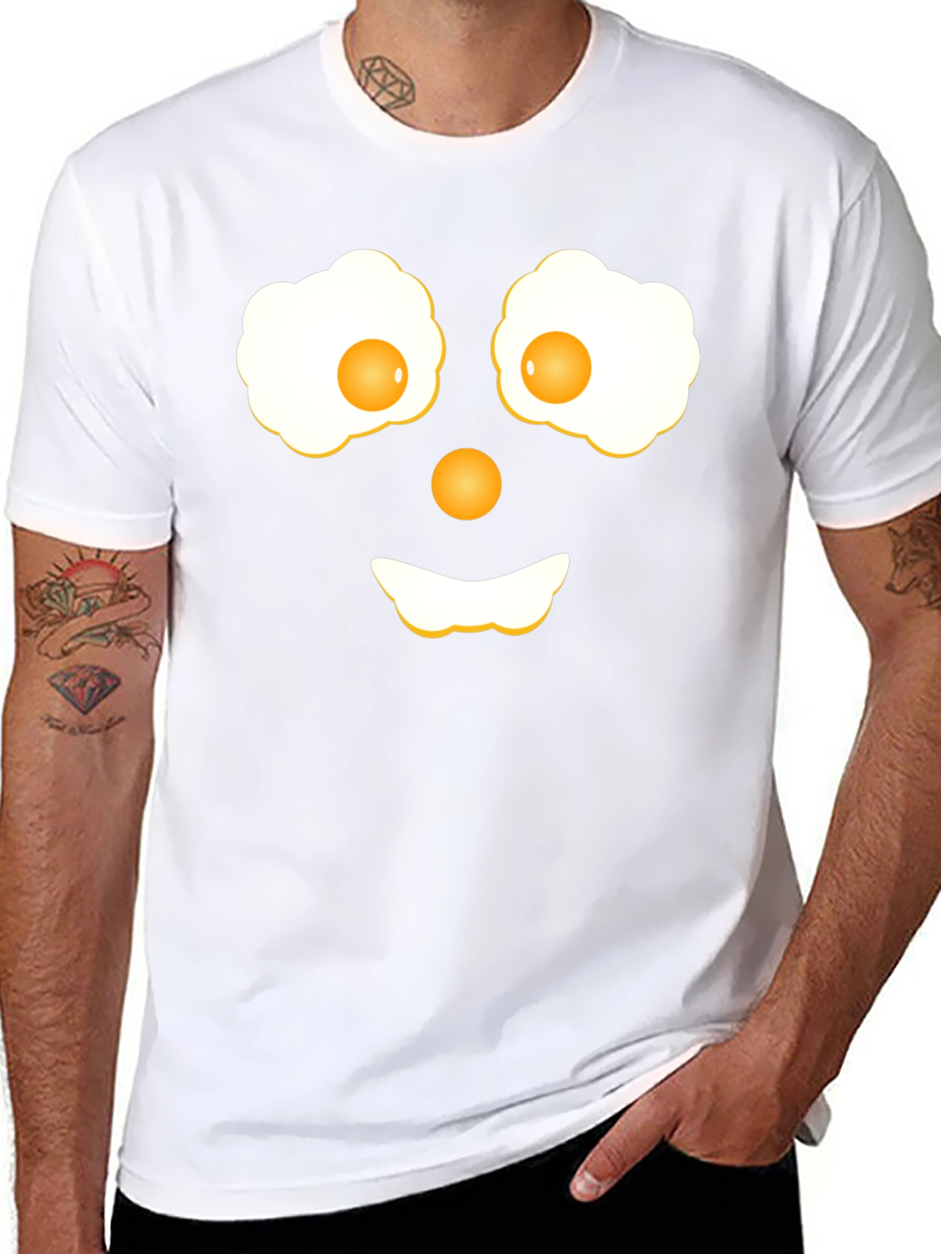 Funny Fried Eggs Face Graphic T-Shirt
