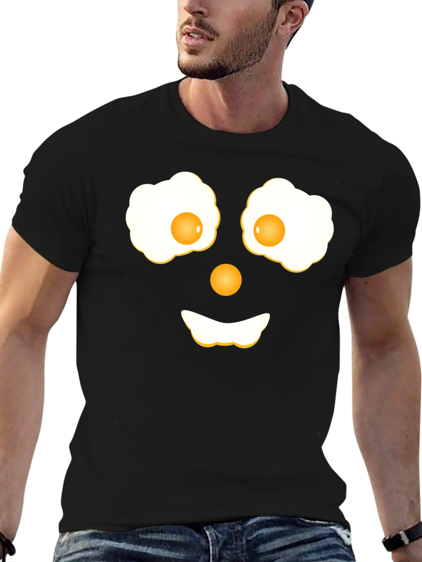 Funny Fried Eggs Face Graphic T-Shirt