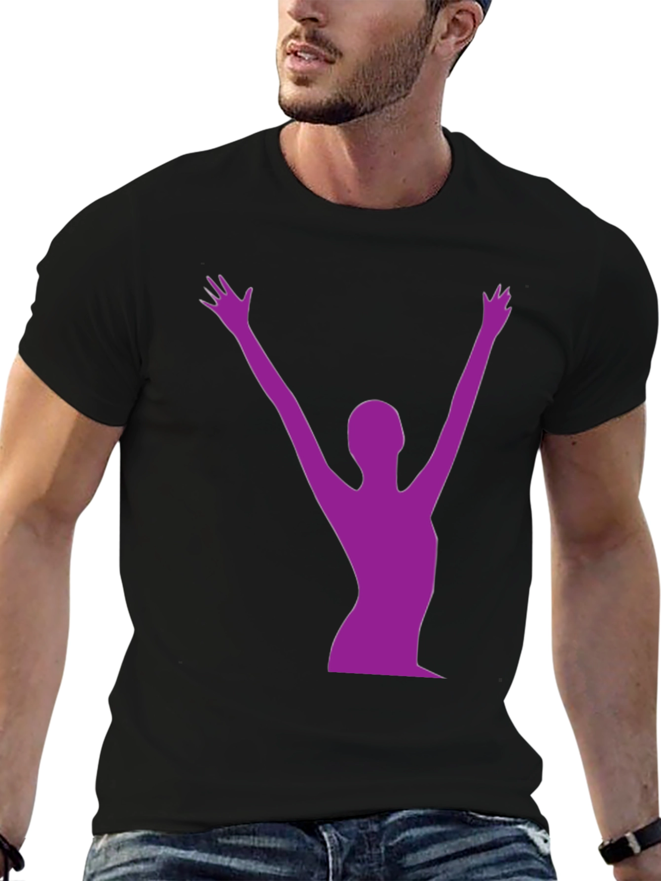 Silhouette Graphic Tee - Black Crew Neck Shirt