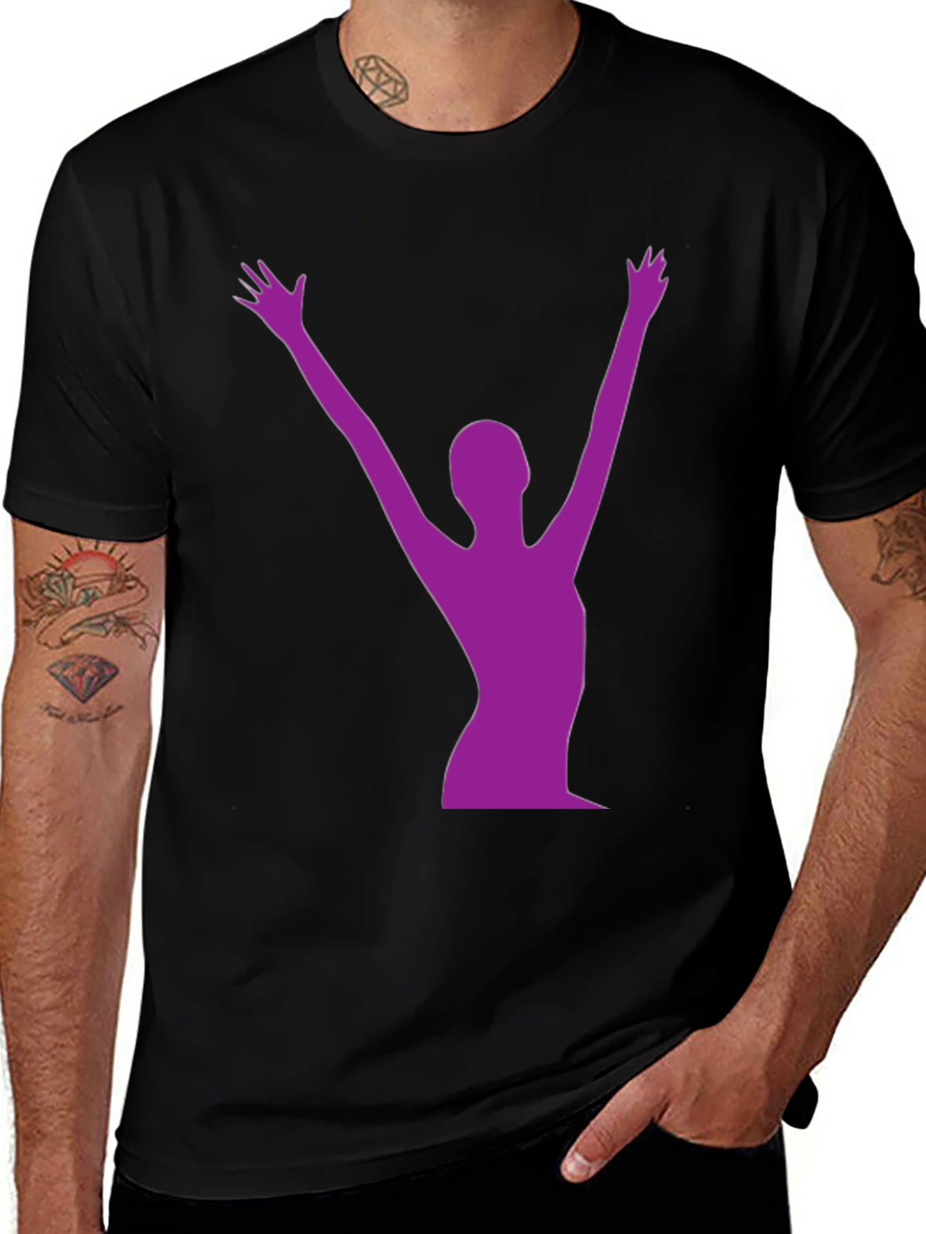 Silhouette Graphic Tee - Black Crew Neck Shirt