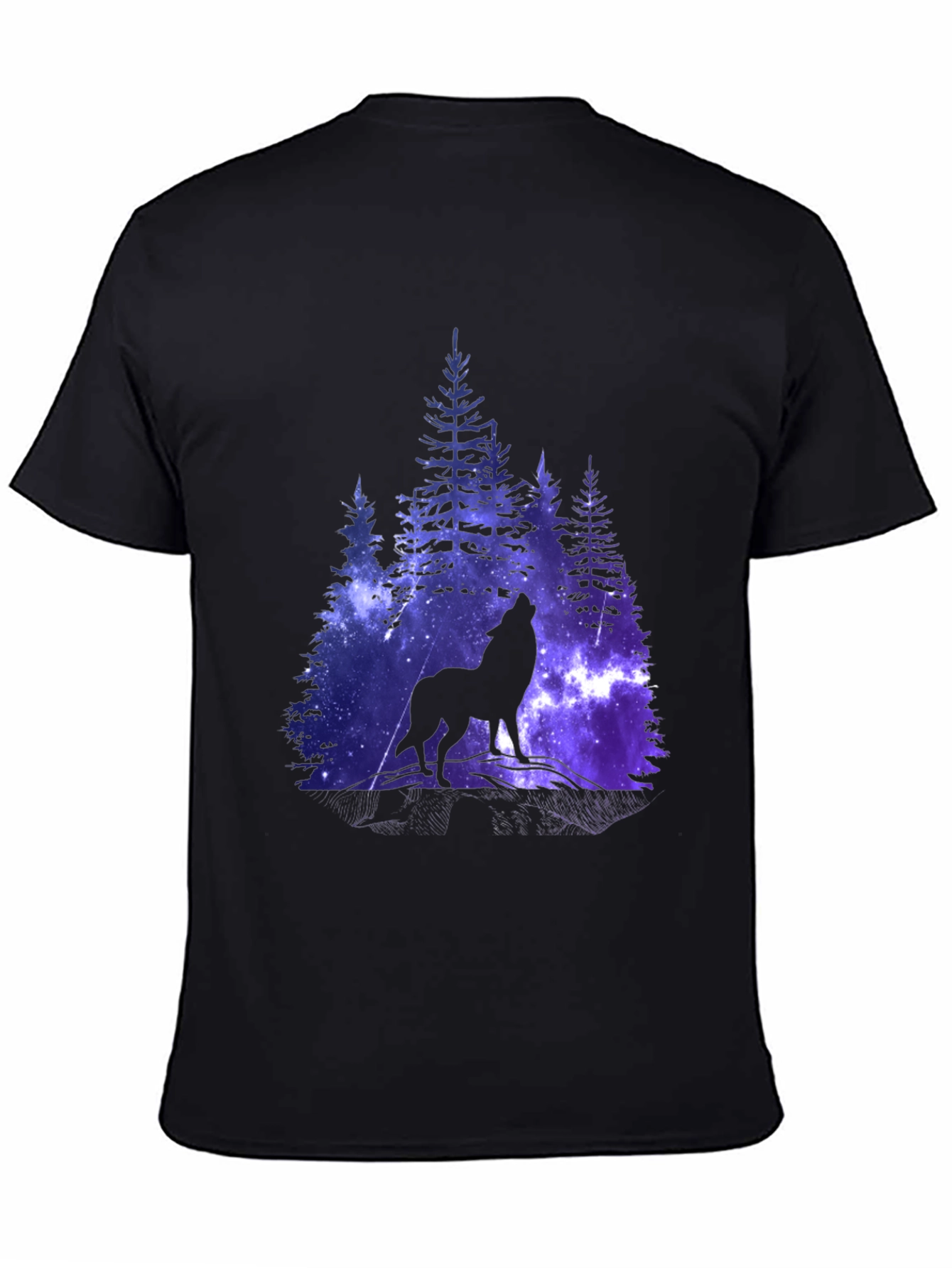Wolf Galaxy Print Black T-Shirt