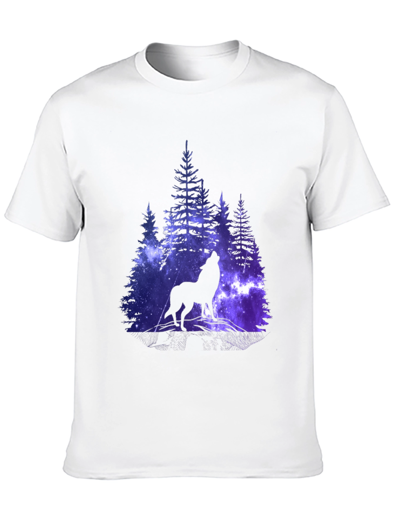 Wolf Galaxy Print Black T-Shirt