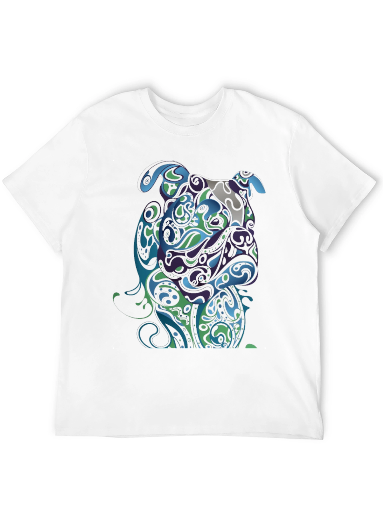 Abstract Bulldog Graphic T-Shirt - Black