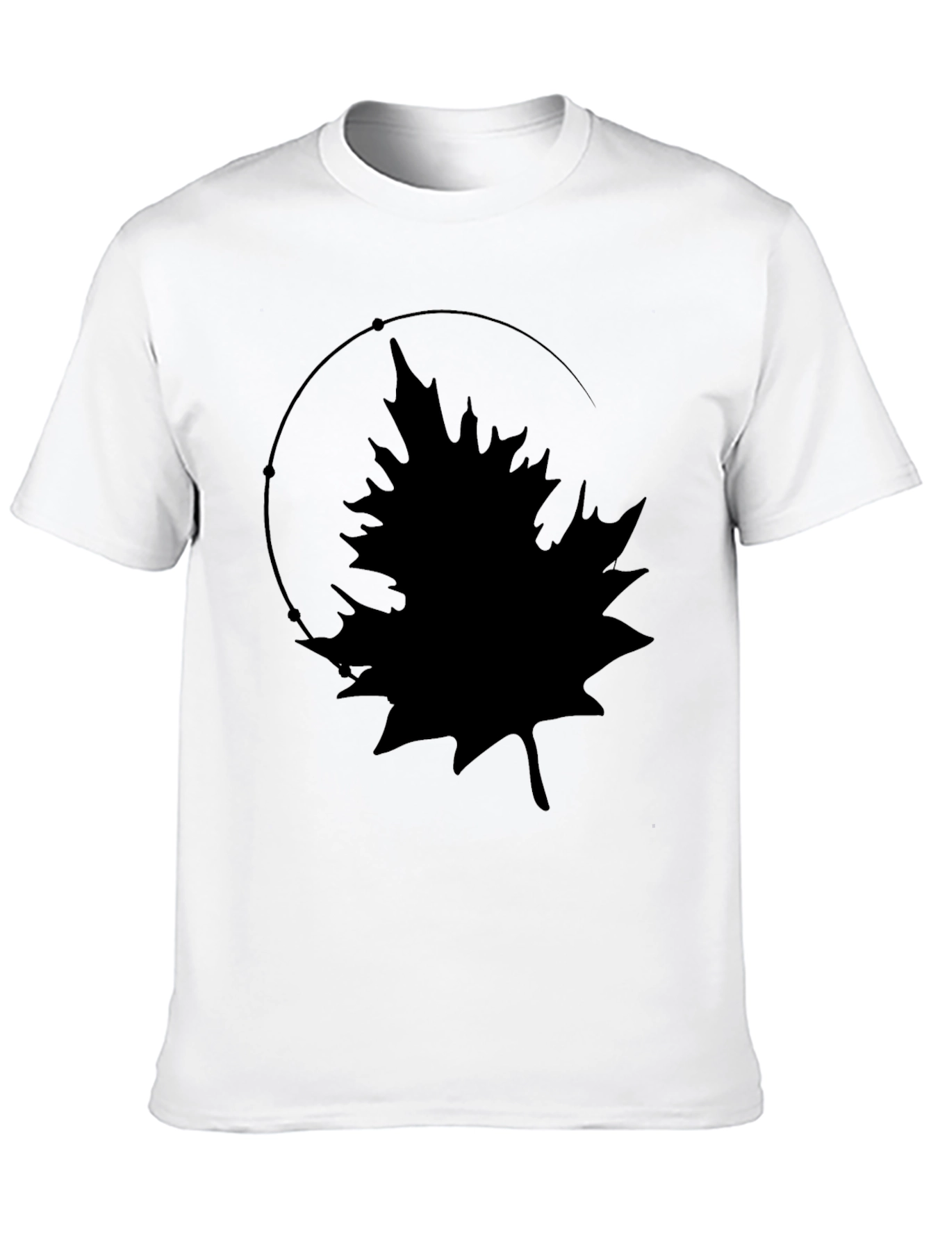 Leaf Silhouette Graphic Tee - Black Cotton Comfort