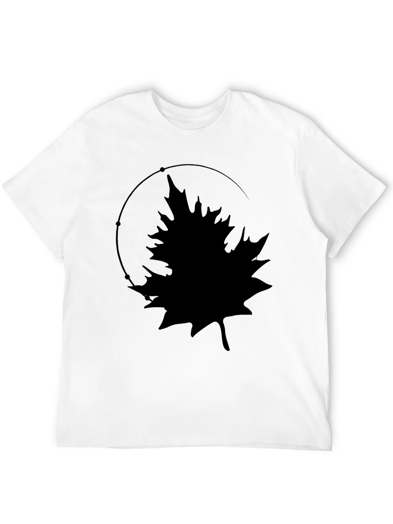 Leaf Silhouette Graphic Tee - Black Cotton Comfort