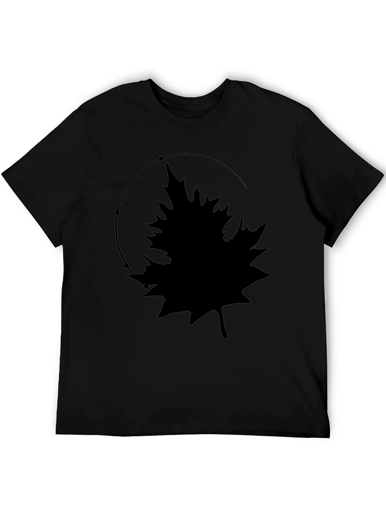 Leaf Silhouette Graphic Tee - Black Cotton Comfort
