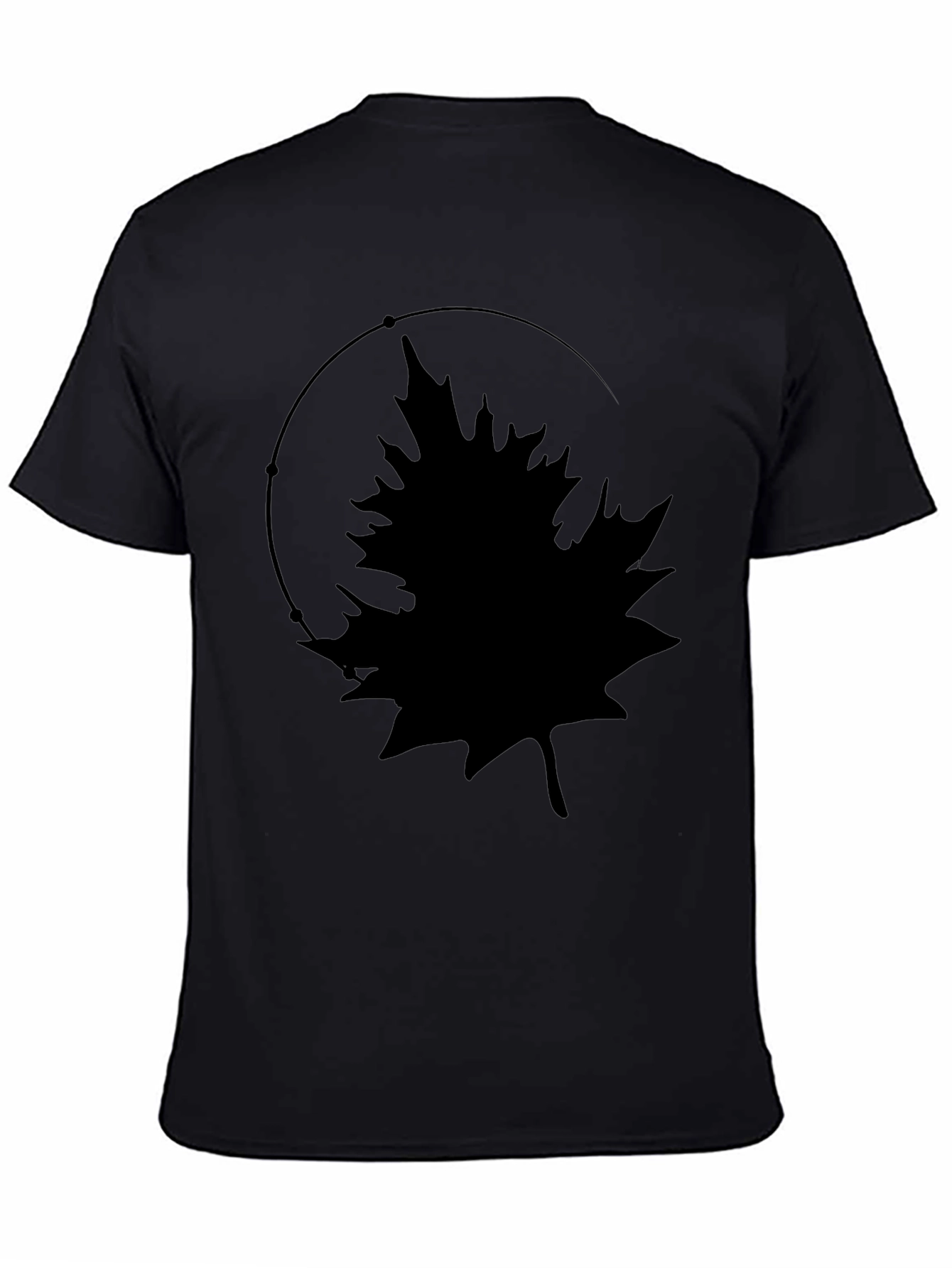 Leaf Silhouette Graphic Tee - Black Cotton Comfort
