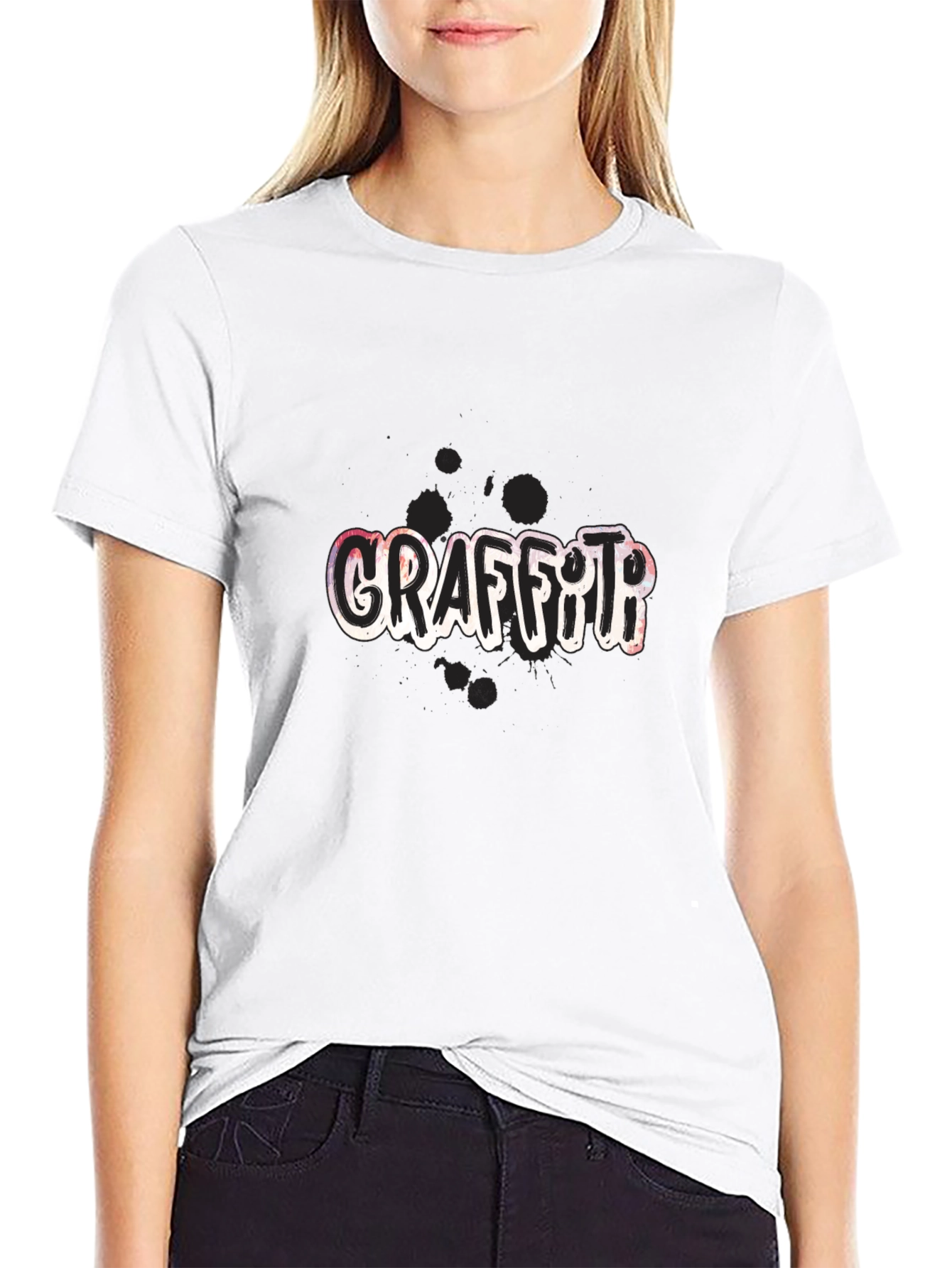 Graffiti Art Graphic Print Black T-Shirt