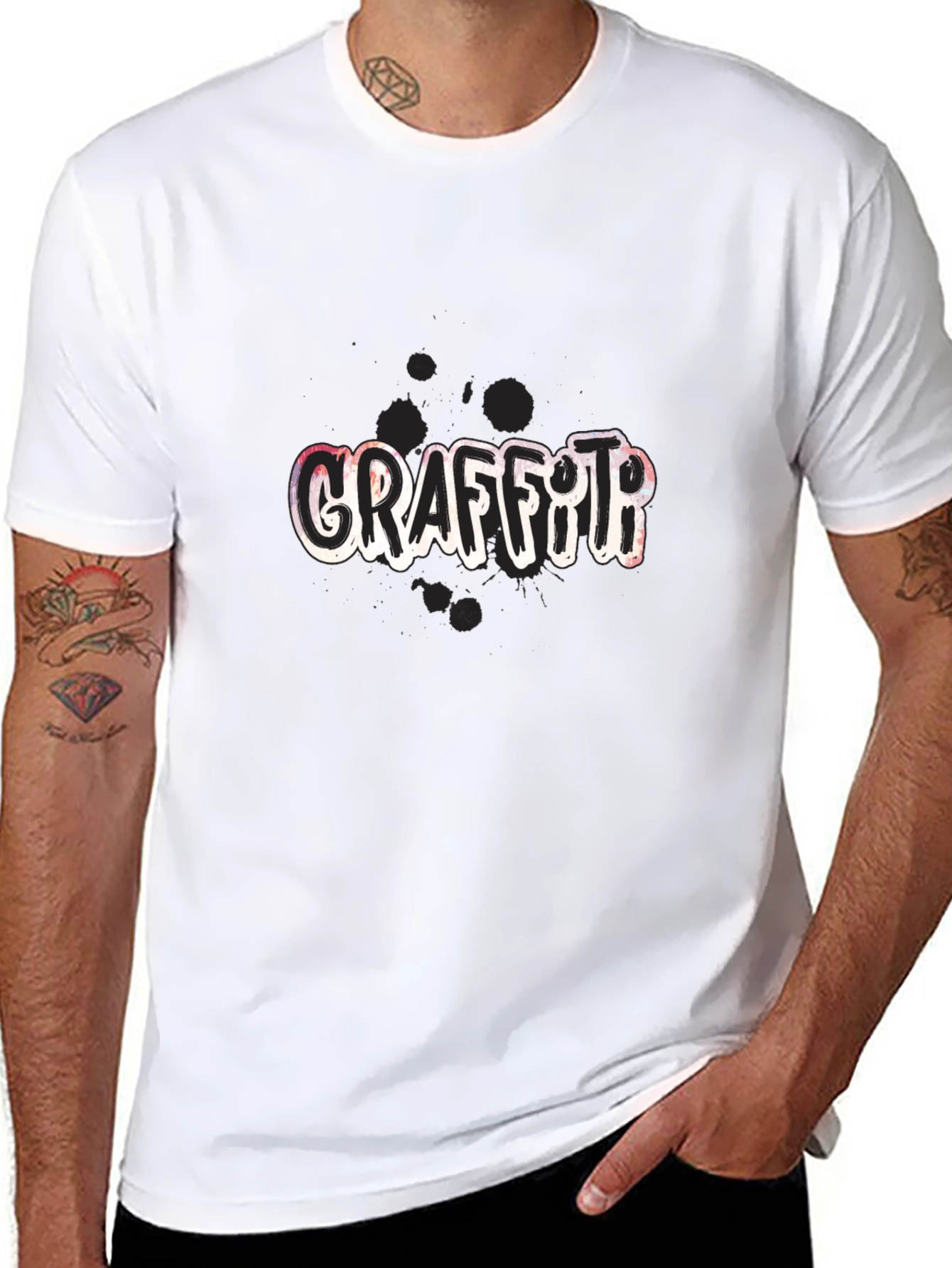 Graffiti Art Graphic Print Black T-Shirt