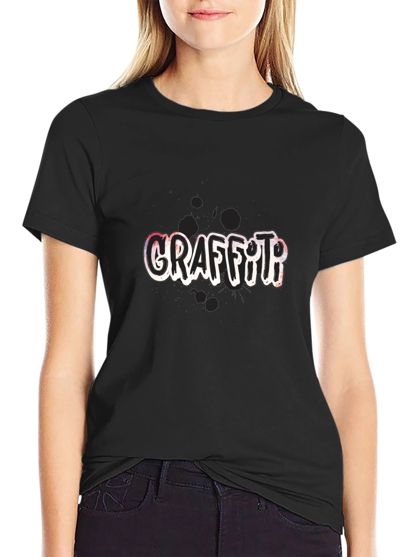 Graffiti Art Graphic Print Black T-Shirt