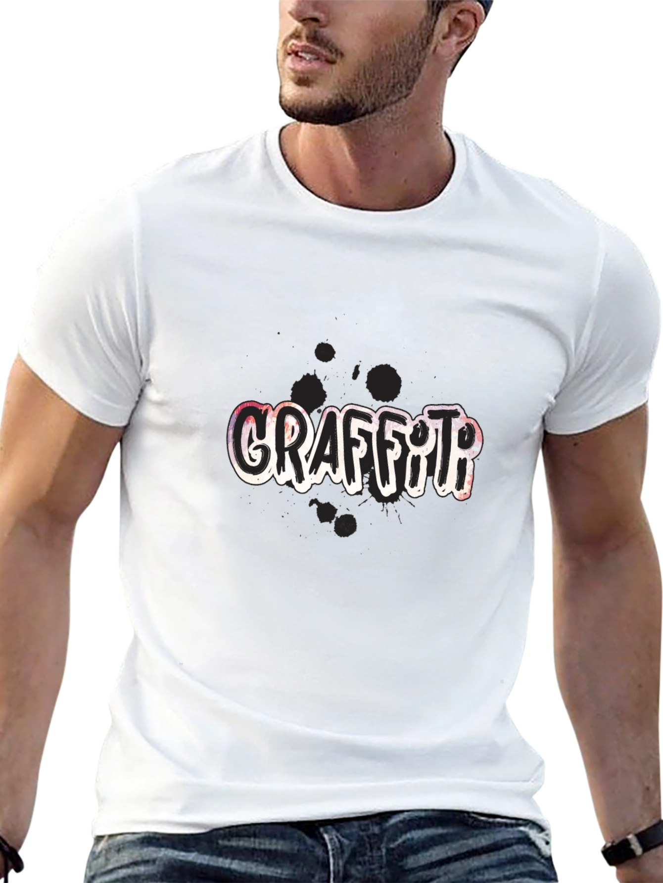 Graffiti Art Graphic Print Black T-Shirt