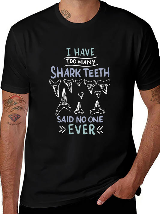 Shark Teeth Graphic Tee - Humorous Mens Shirt