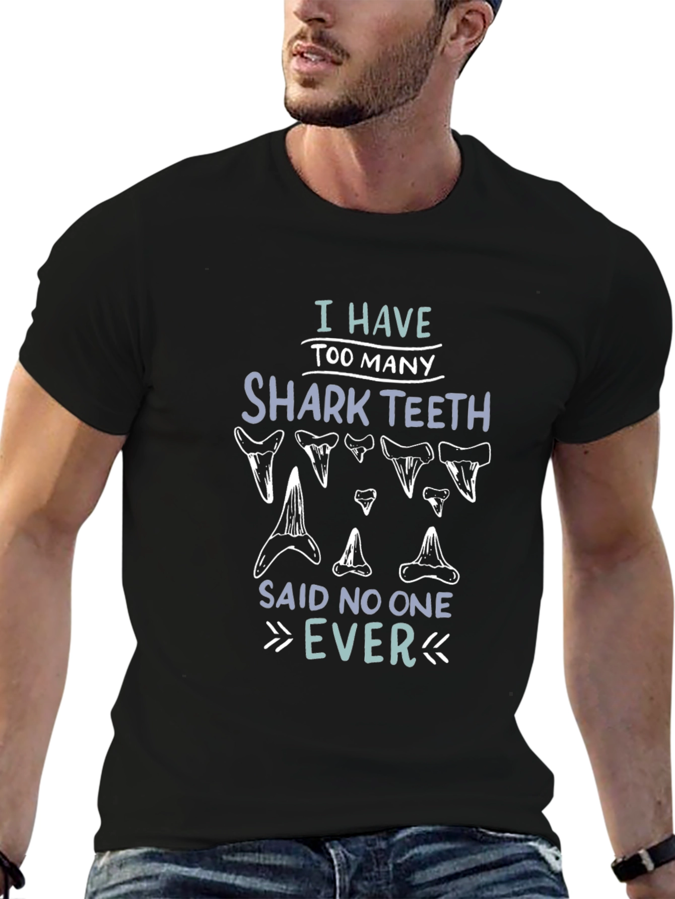 Shark Teeth Graphic Tee - Humorous Mens Shirt