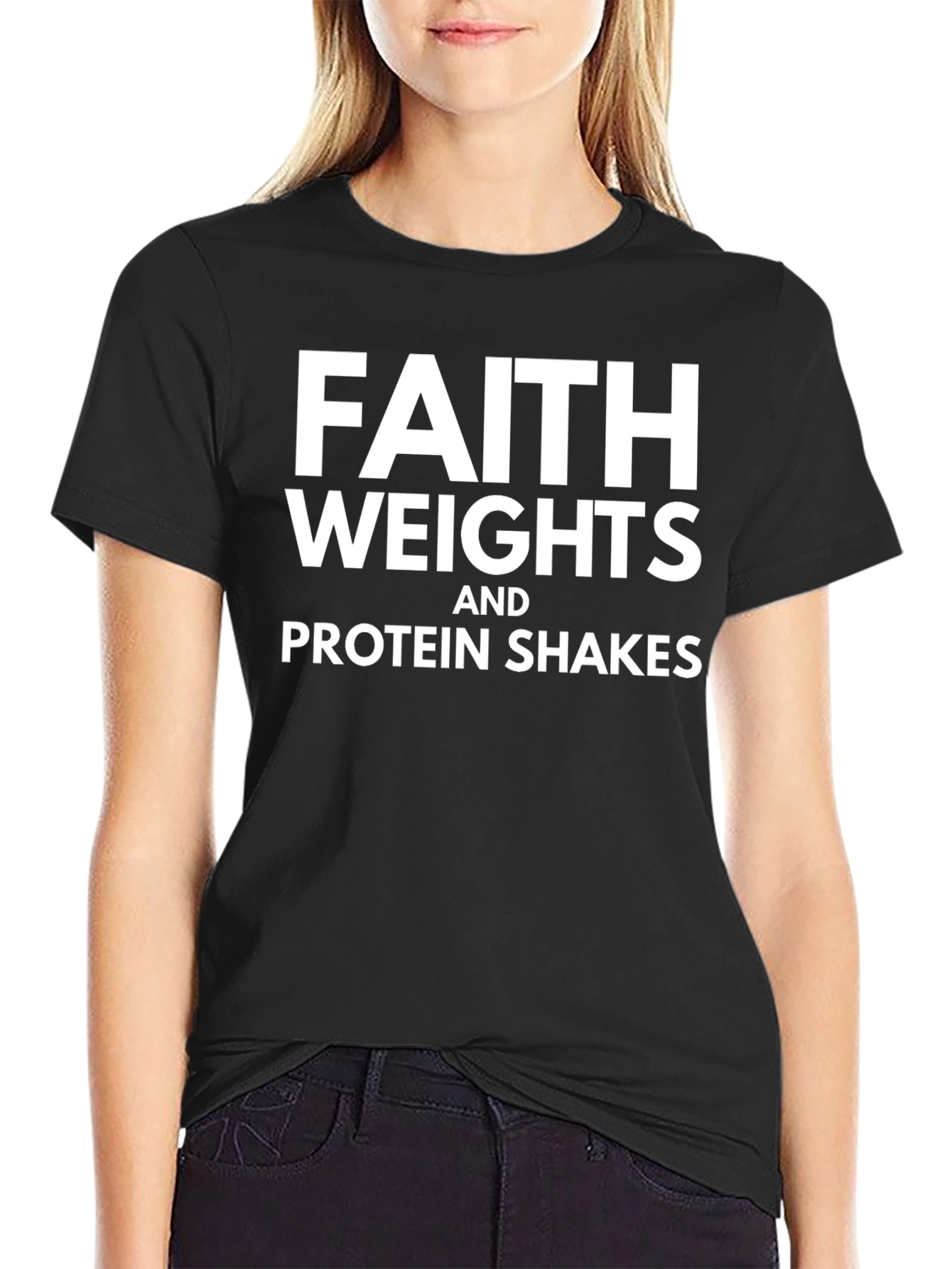 Faith Weights & Protein Shakes Black T-Shirt