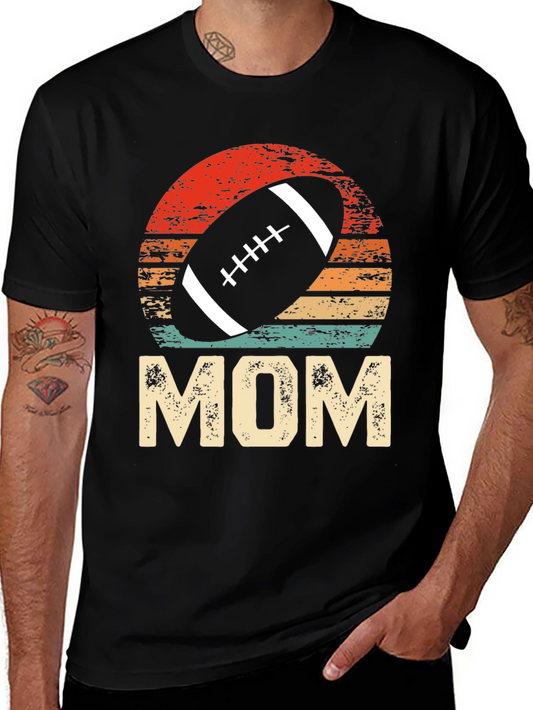 Football Mom T-Shirt - Distressed Sunset Design