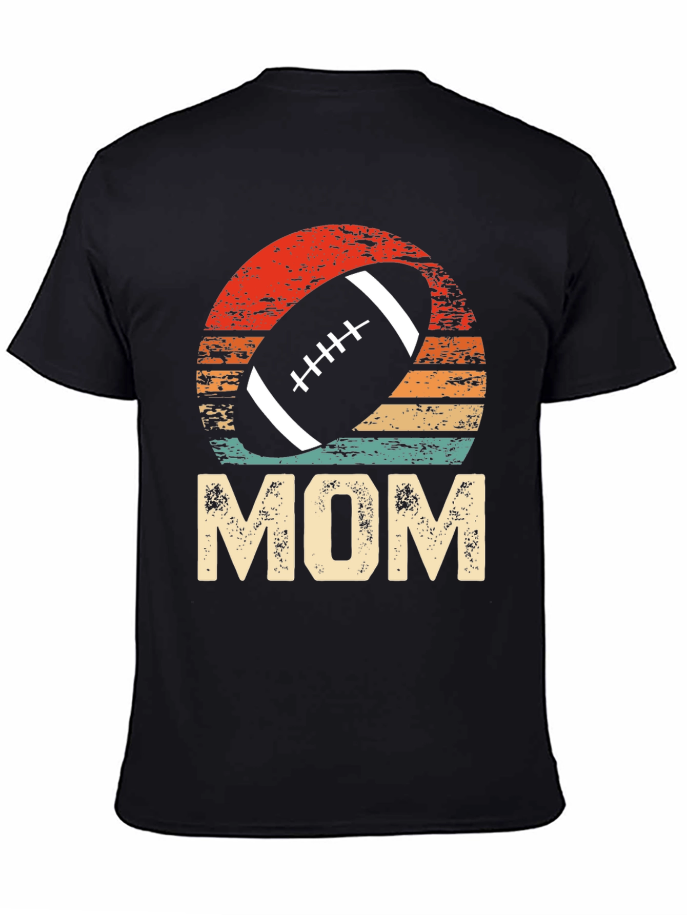 Football Mom T-Shirt - Distressed Sunset Design