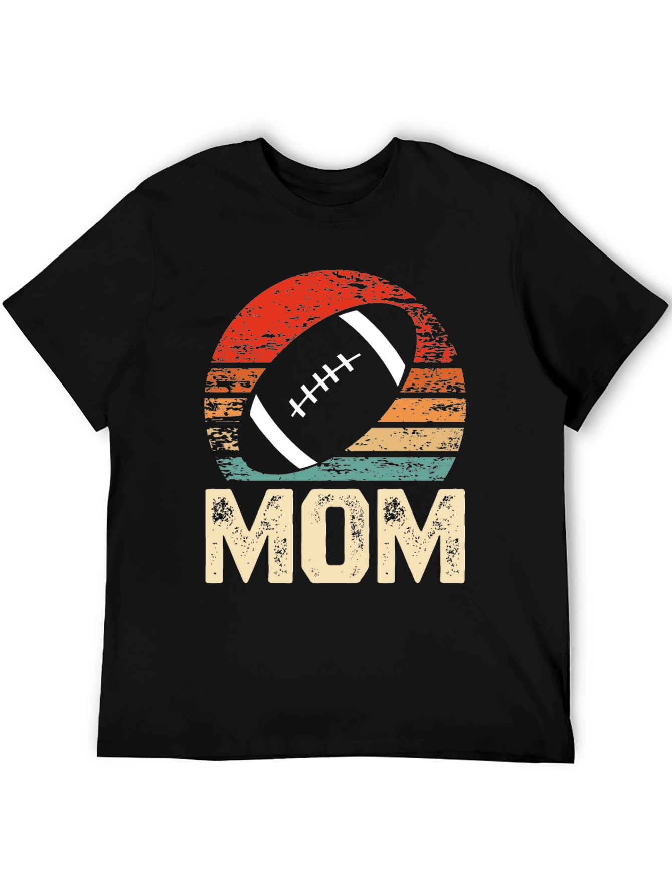 Football Mom T-Shirt - Distressed Sunset Design
