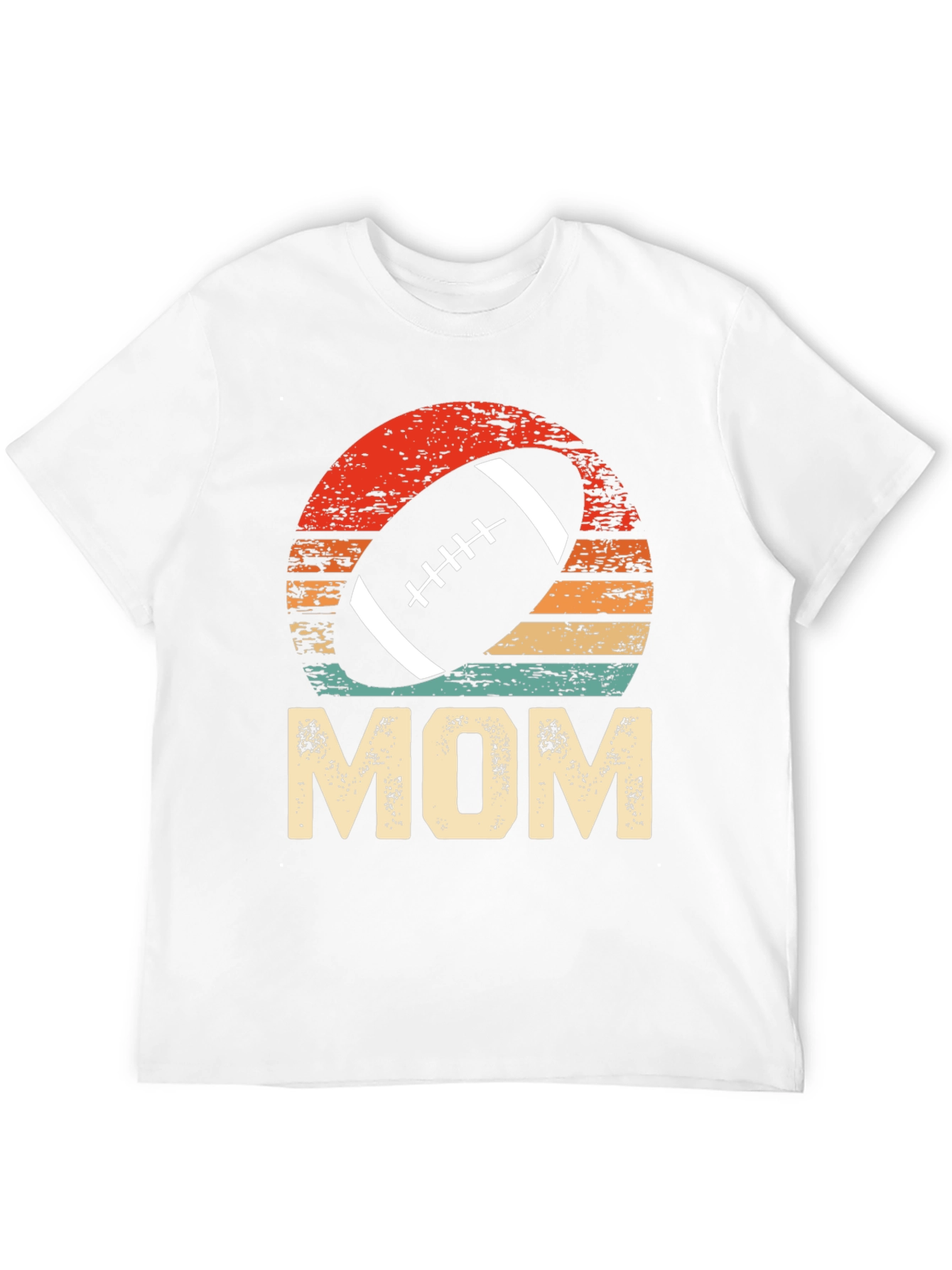Football Mom T-Shirt - Distressed Sunset Design