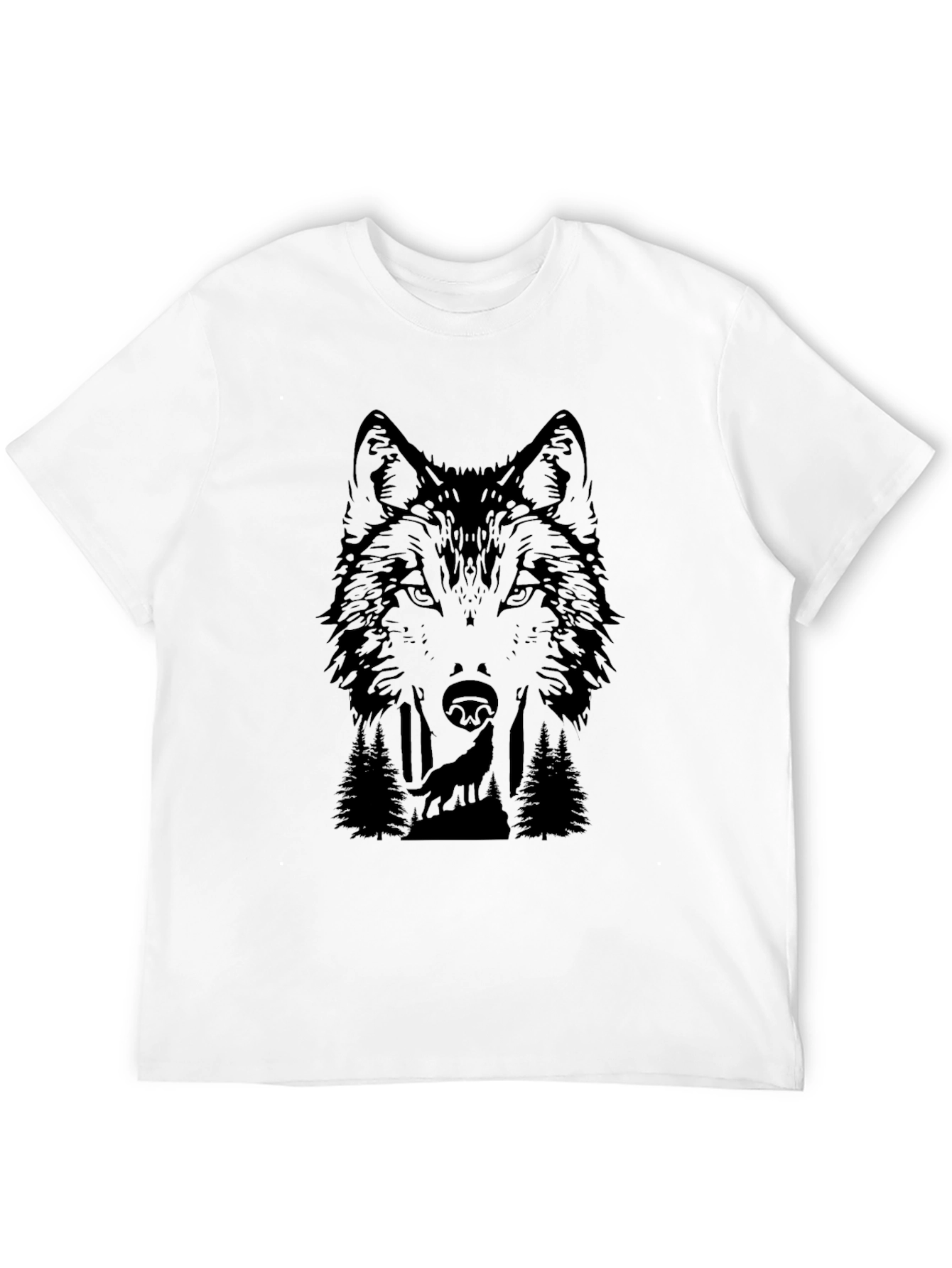 Wolf Graphic Print Black T-Shirt