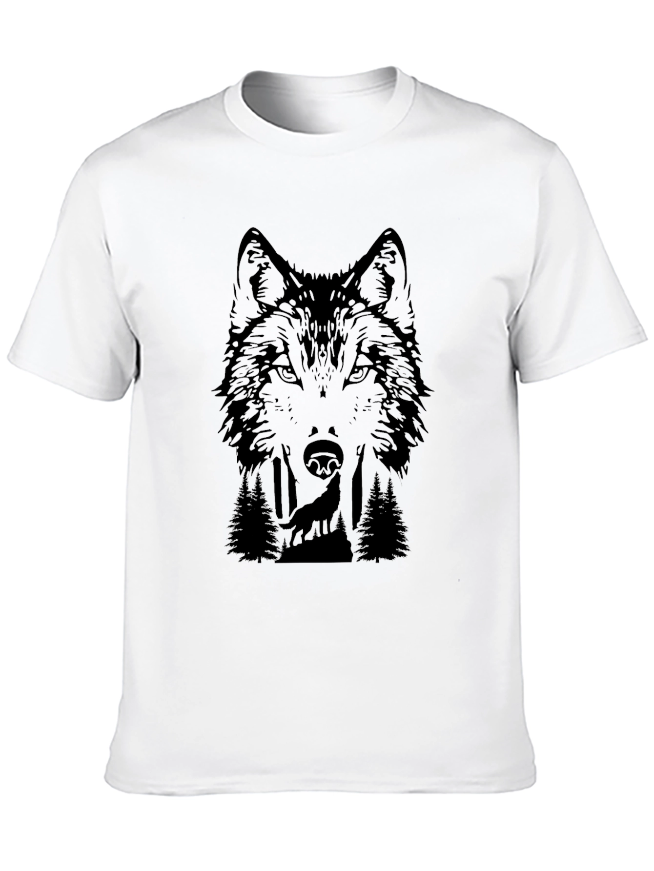 Wolf Graphic Print Black T-Shirt