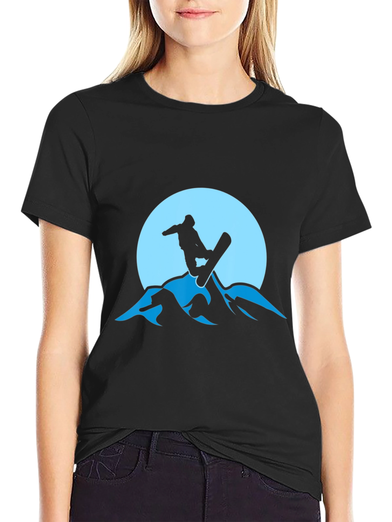 Snowboarder Silhouette Graphic Tee - Mountain Design