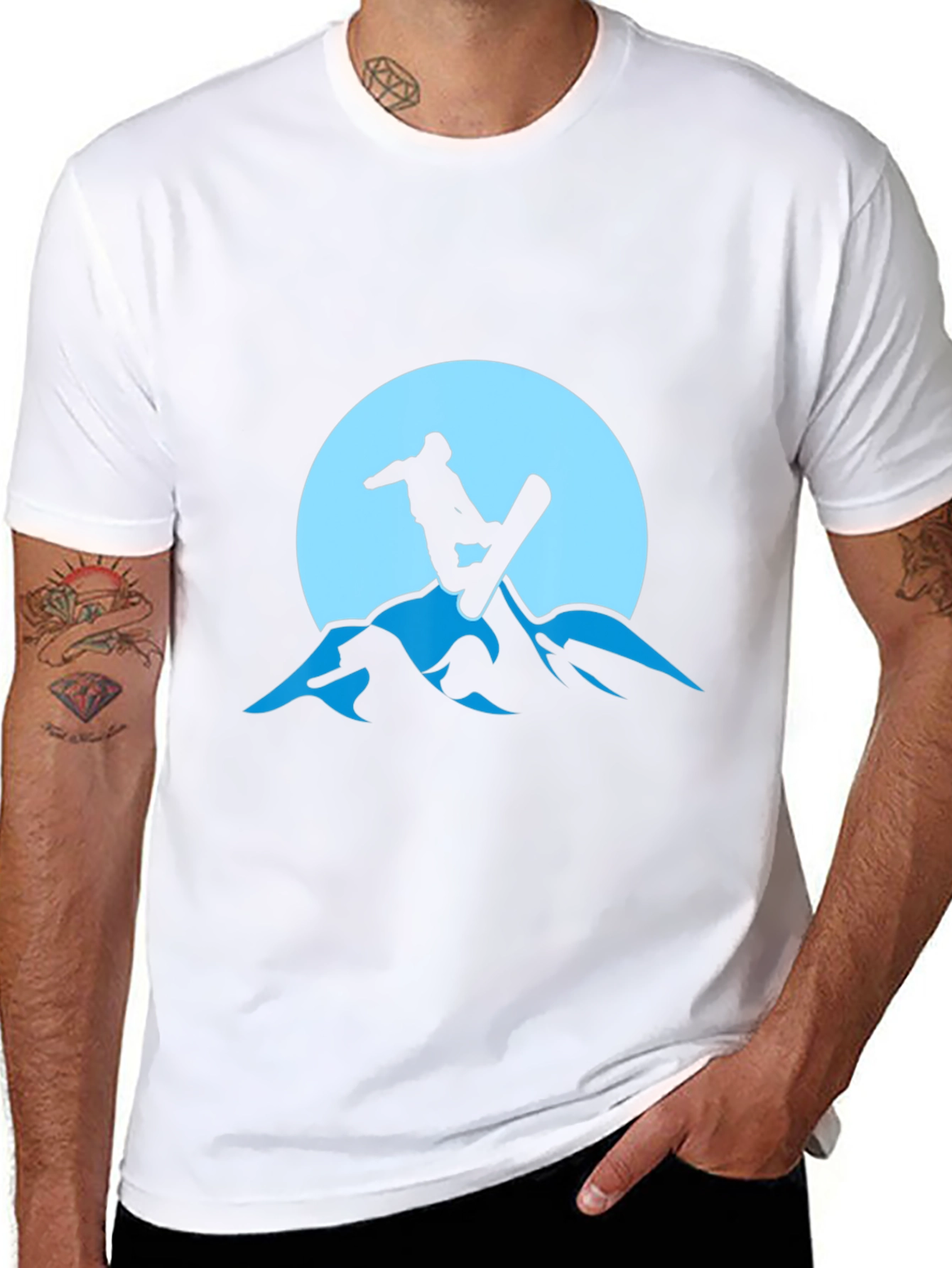 Snowboarder Silhouette Graphic Tee - Mountain Design