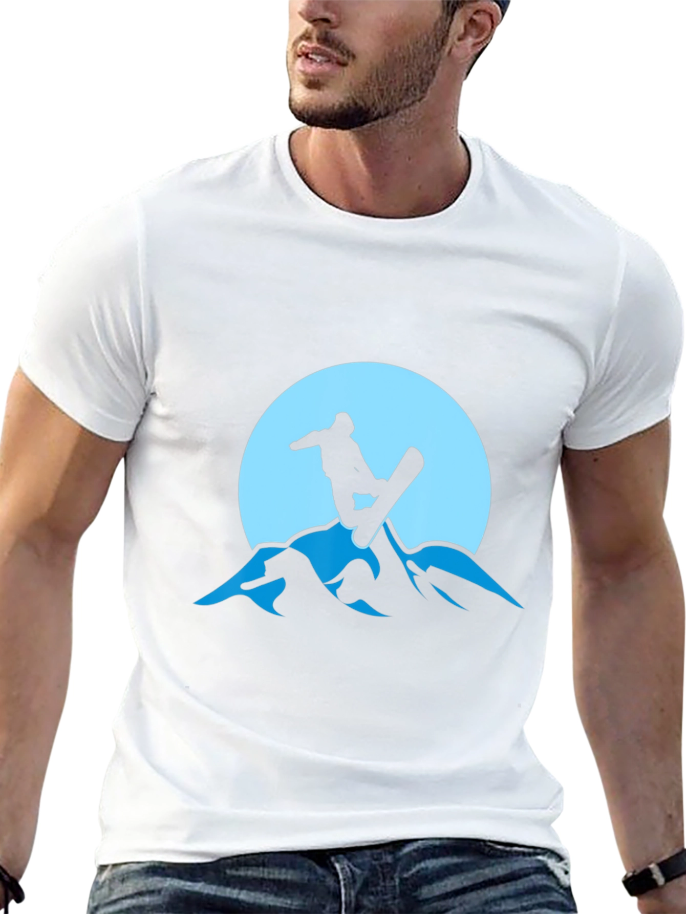 Snowboarder Silhouette Graphic Tee - Mountain Design