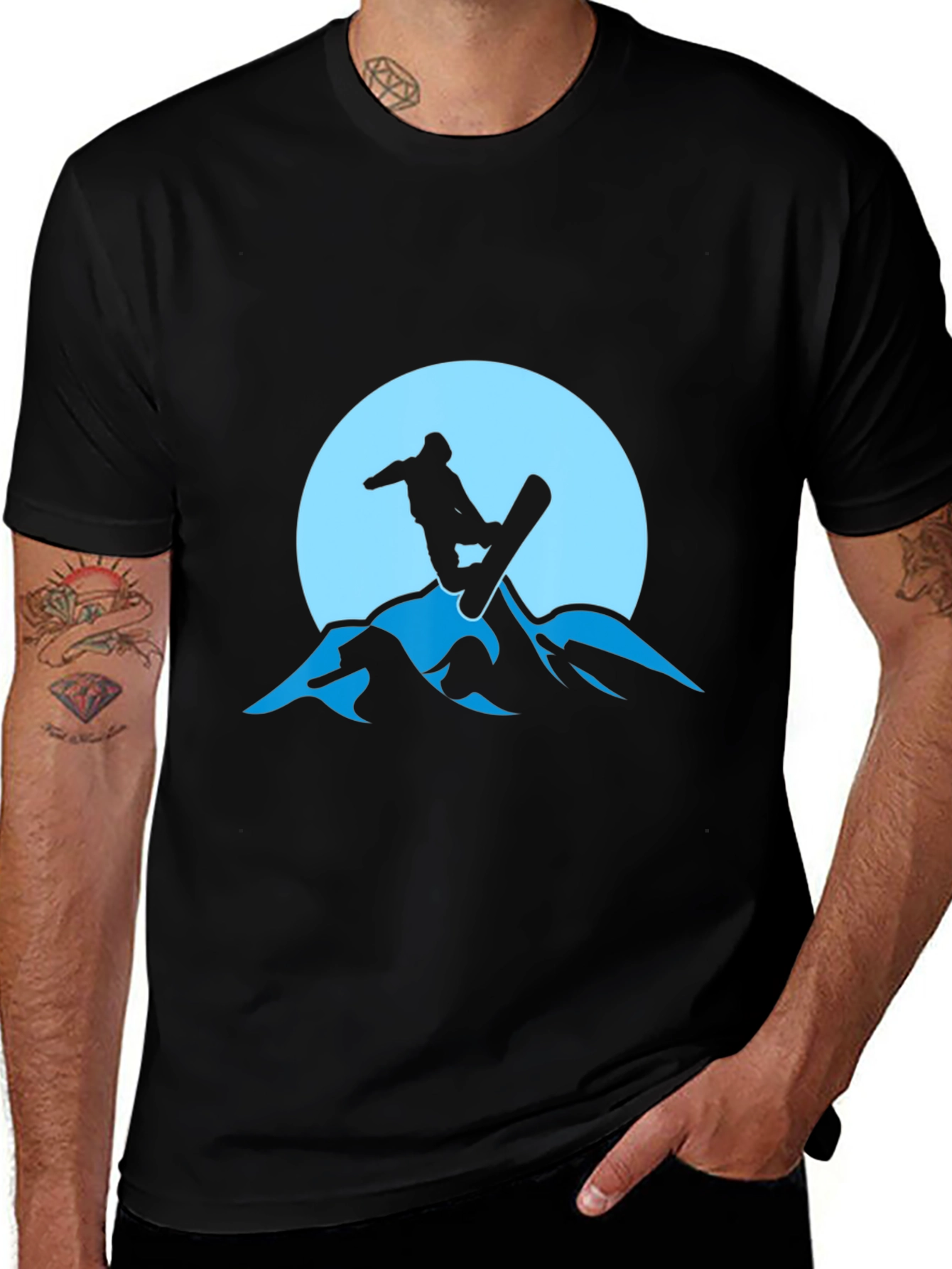 Snowboarder Silhouette Graphic Tee - Mountain Design