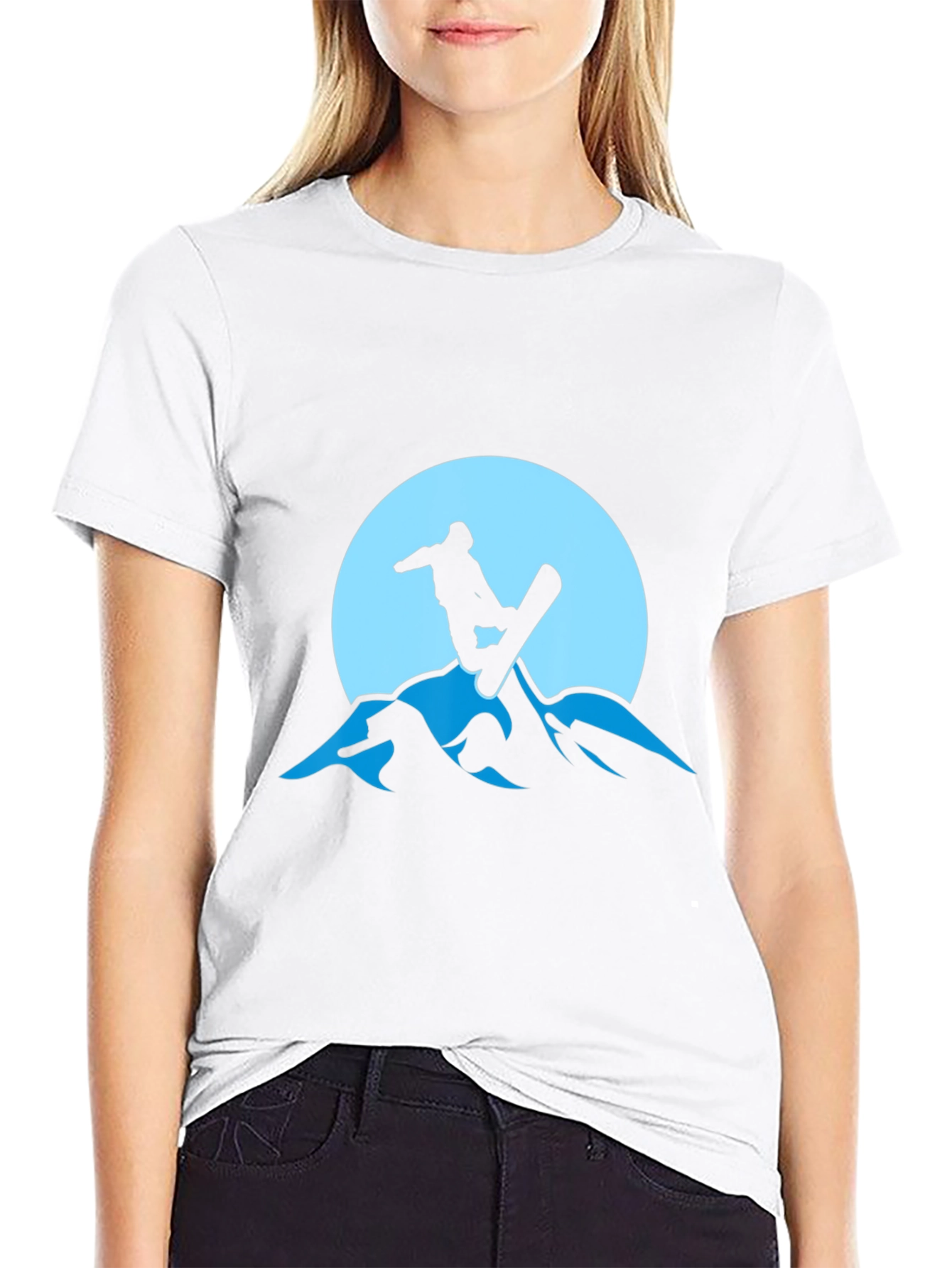 Snowboarder Silhouette Graphic Tee - Mountain Design