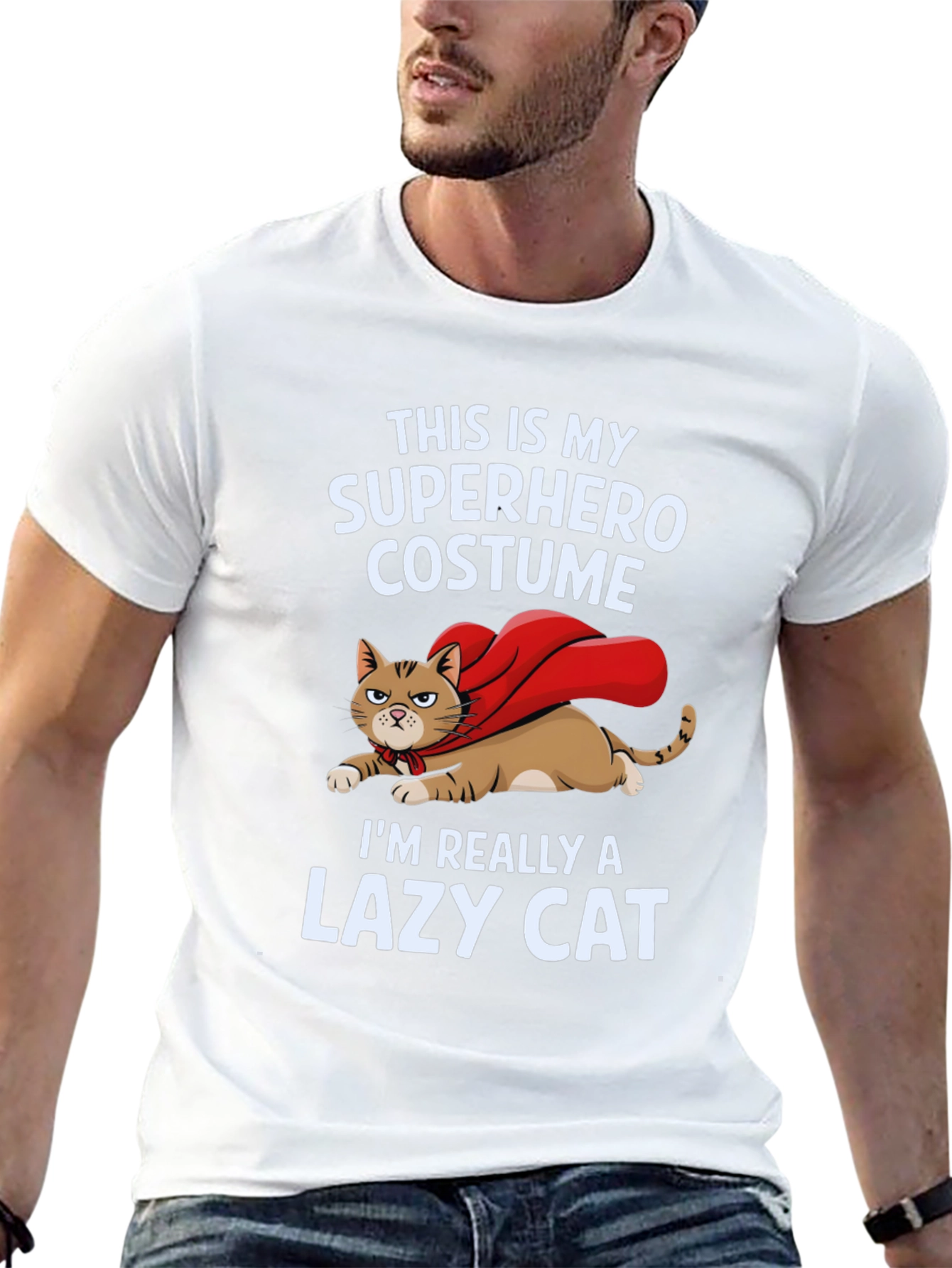Superhero Lazy Cat Graphic Tee