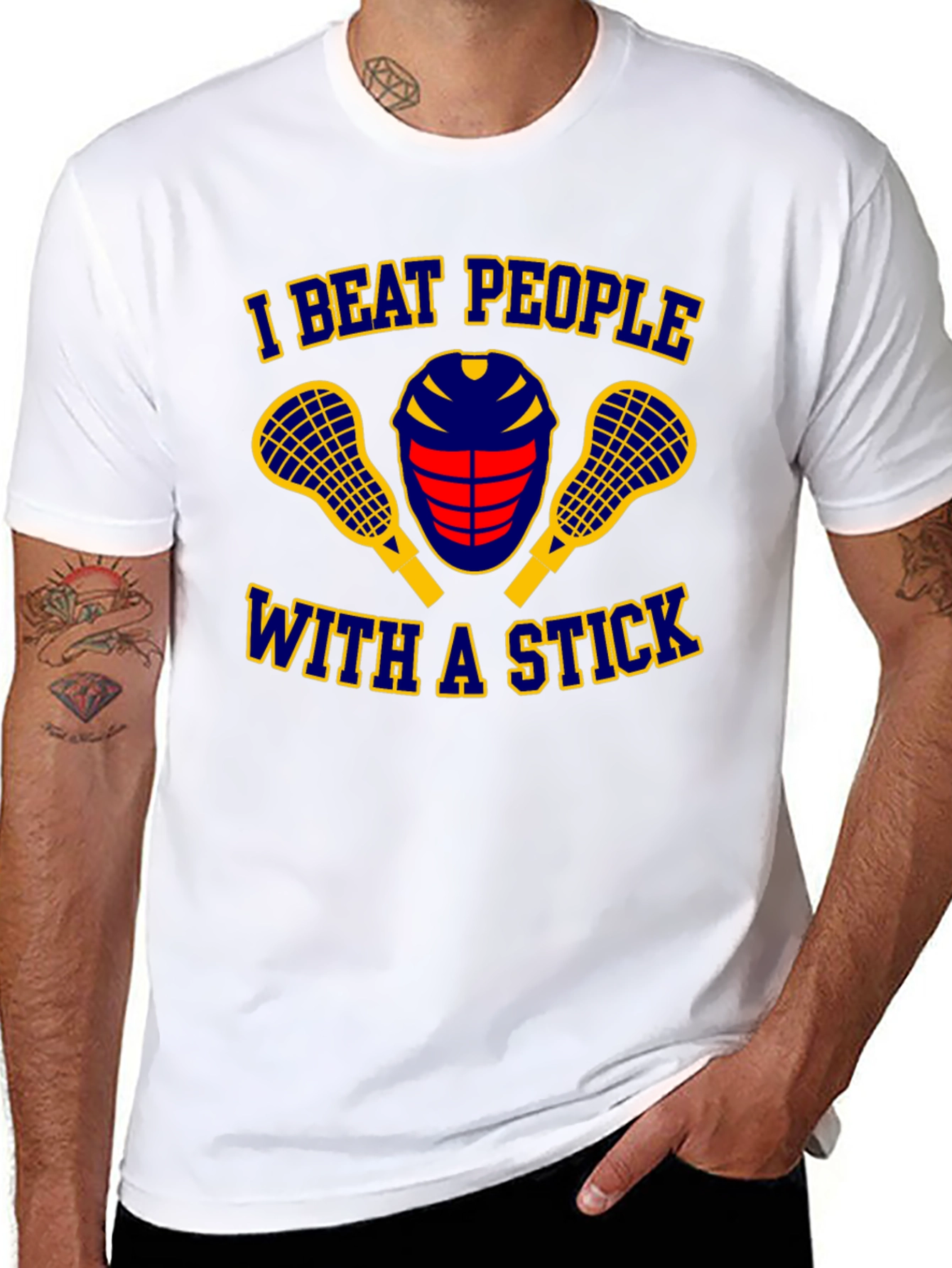 I Beat People With A Stick Lacrosse T-Shirt