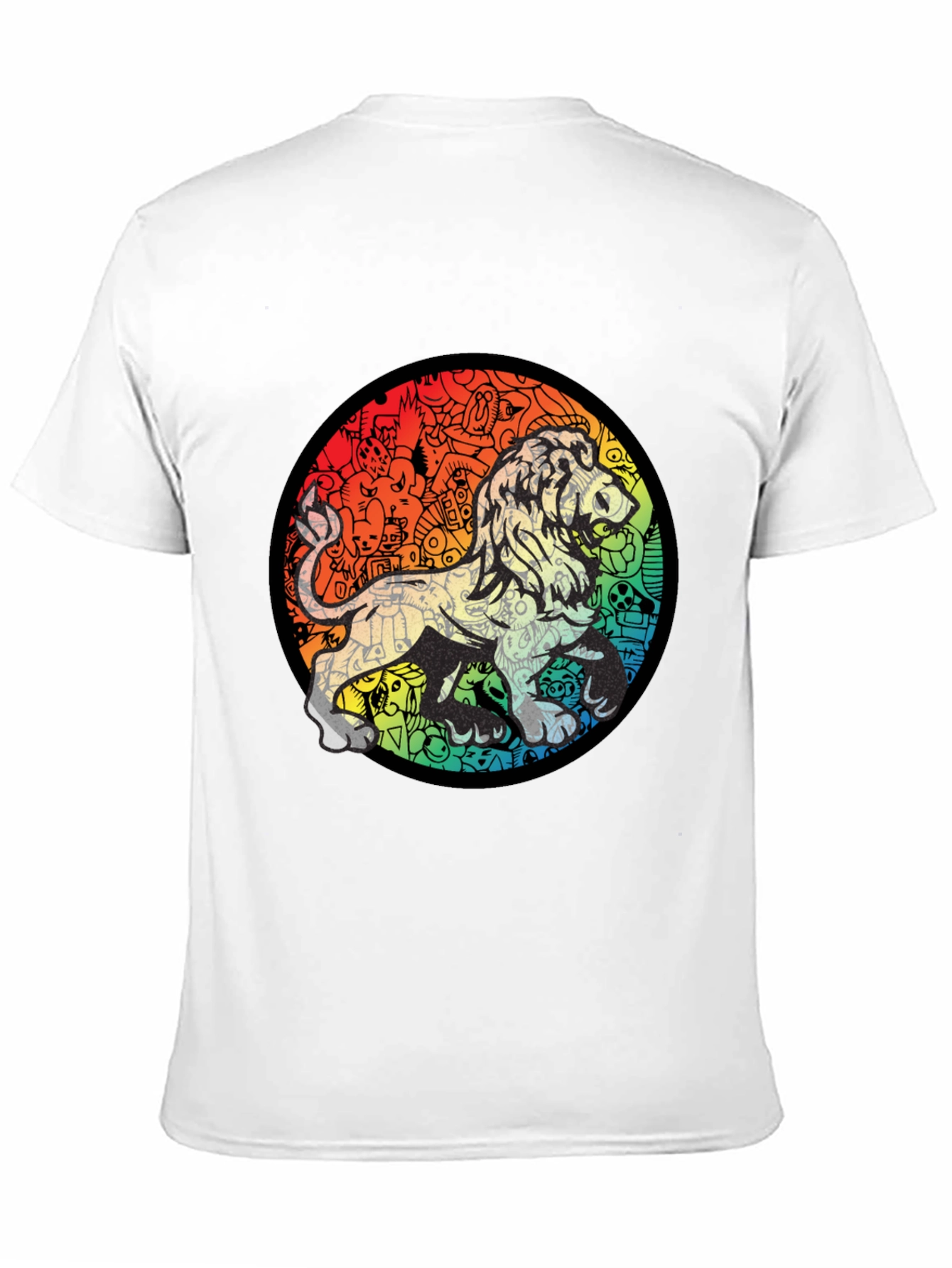 Lion Doodle Graphic Black T-Shirt